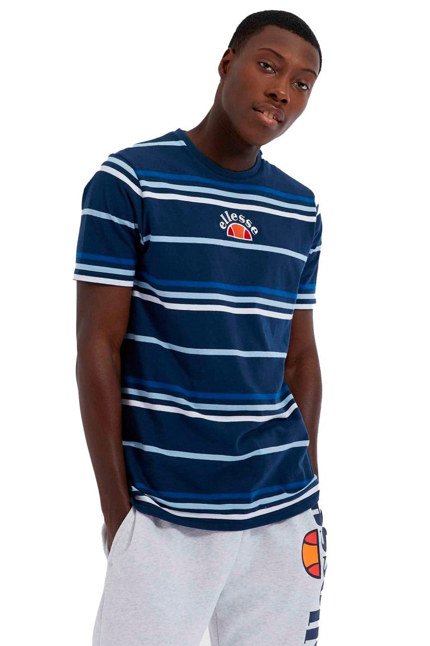 CAMISETA ELLESSE MARINO RAYAS LOGO BORDADO PECHO MANGA CORTA
