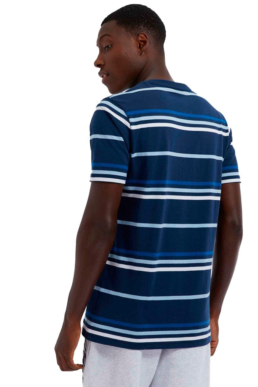 CAMISETA ELLESSE MARINO RAYAS LOGO BORDADO PECHO MANGA CORTA