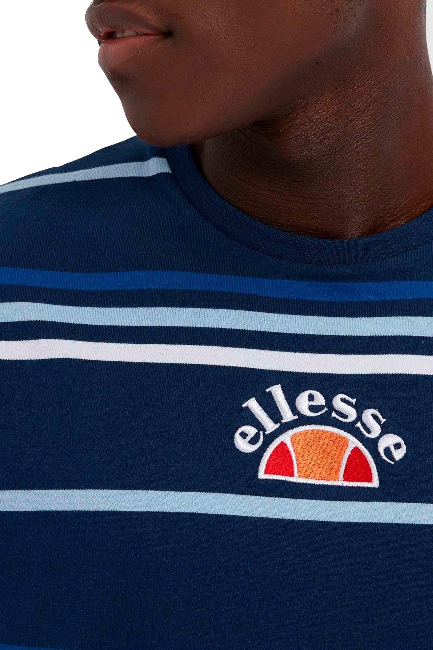 CAMISETA ELLESSE MARINO RAYAS LOGO BORDADO PECHO MANGA CORTA