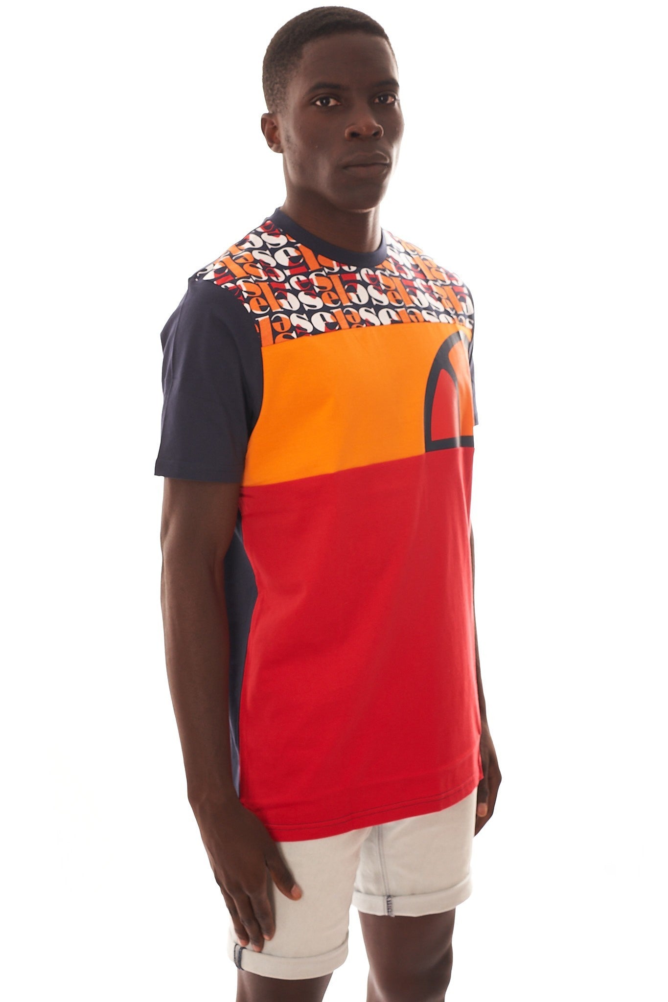 CAMISETA ELLESSE ROJA TRICOLOR LETRAS HOMBROS MANGA CORTA