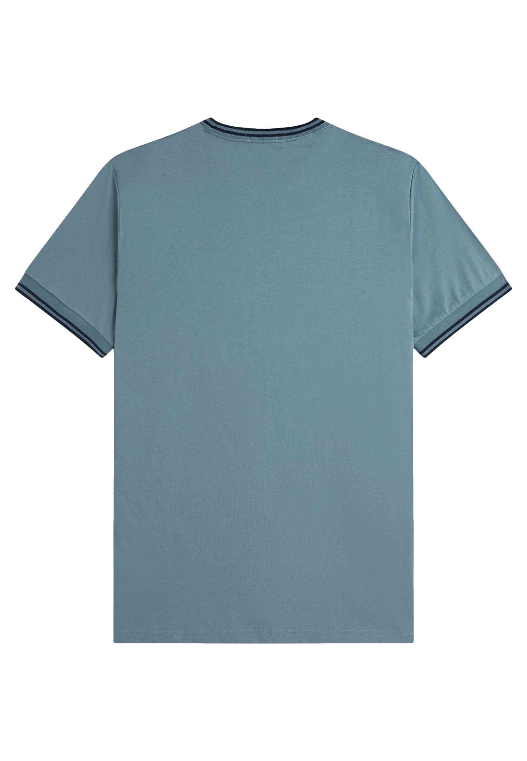 CAMISETA FRED PERRY AZUL CONTRAST RIBETED TEE