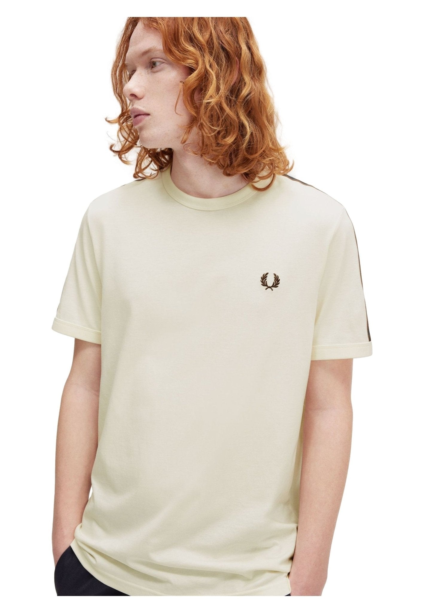CAMISETA FRED PERRY BEIGE CONTRAST TAPE RINGER TEE - AREA ZERO