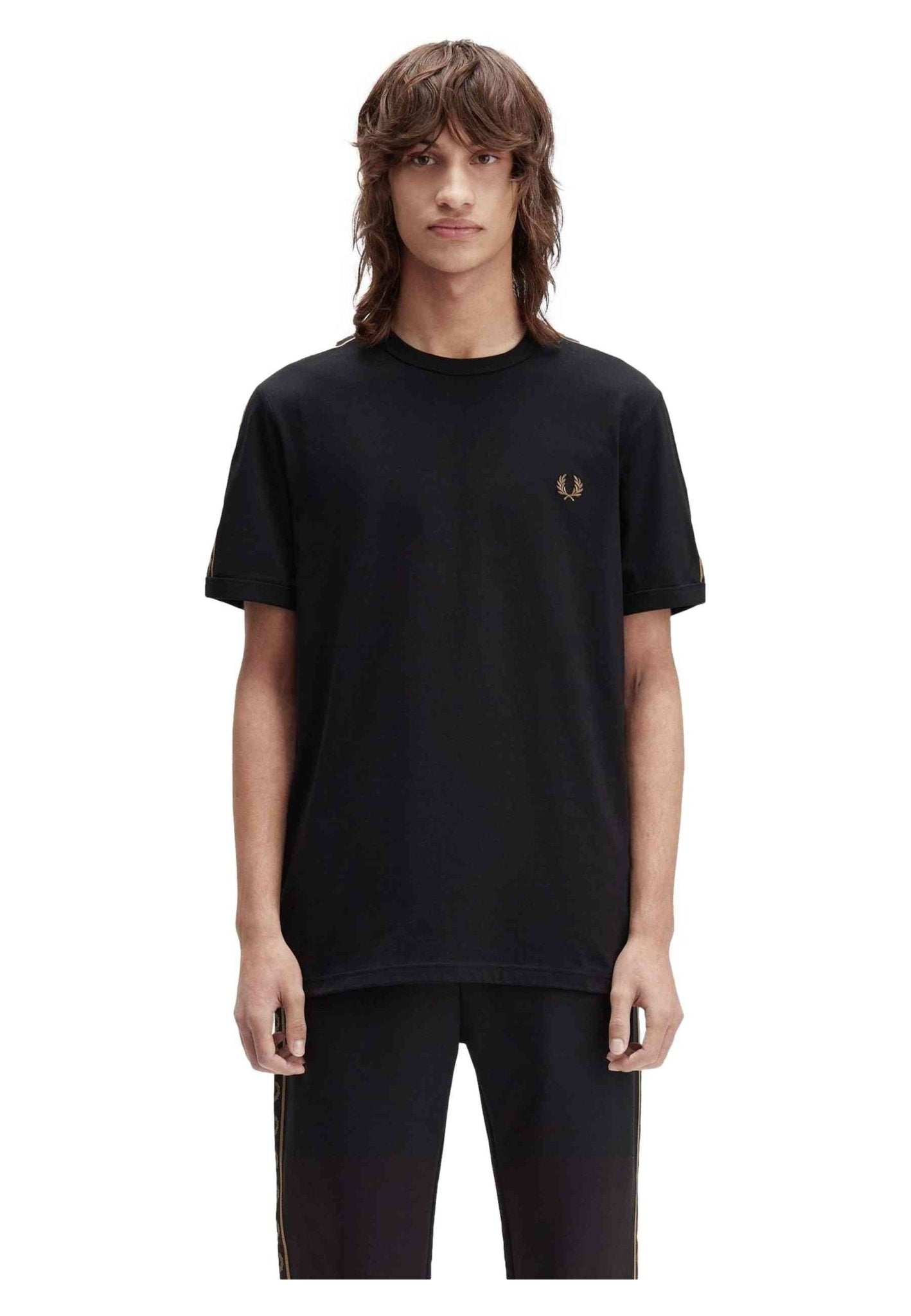 CAMISETA FRED PERRY NEGRA CONTRAST TAPE RINGER TEE - AREA ZERO