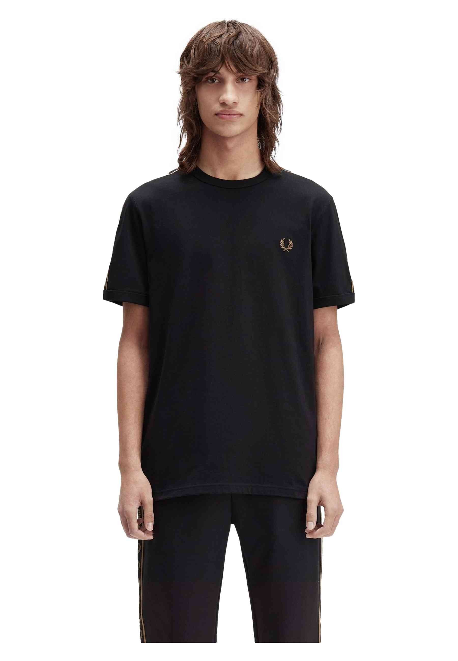 CAMISETA FRED PERRY NEGRA CONTRAST TAPE RINGER TEE