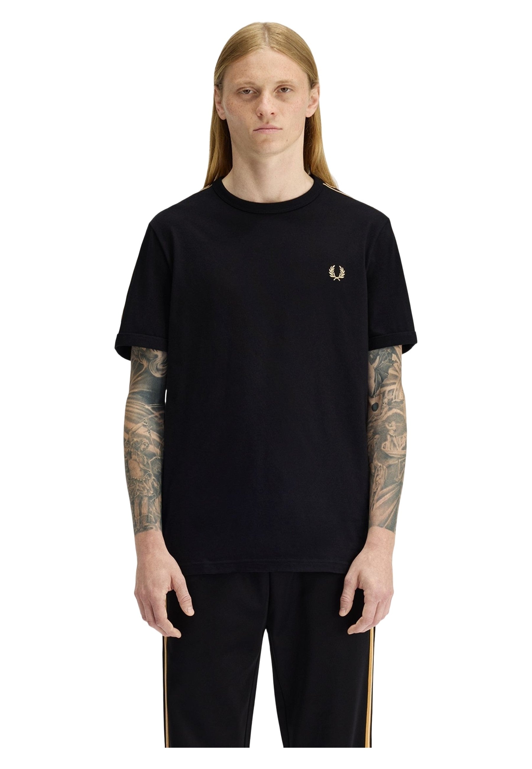 CAMISETA FRED PERRY NEGRA CONTRAST TAPE RINGER TEE