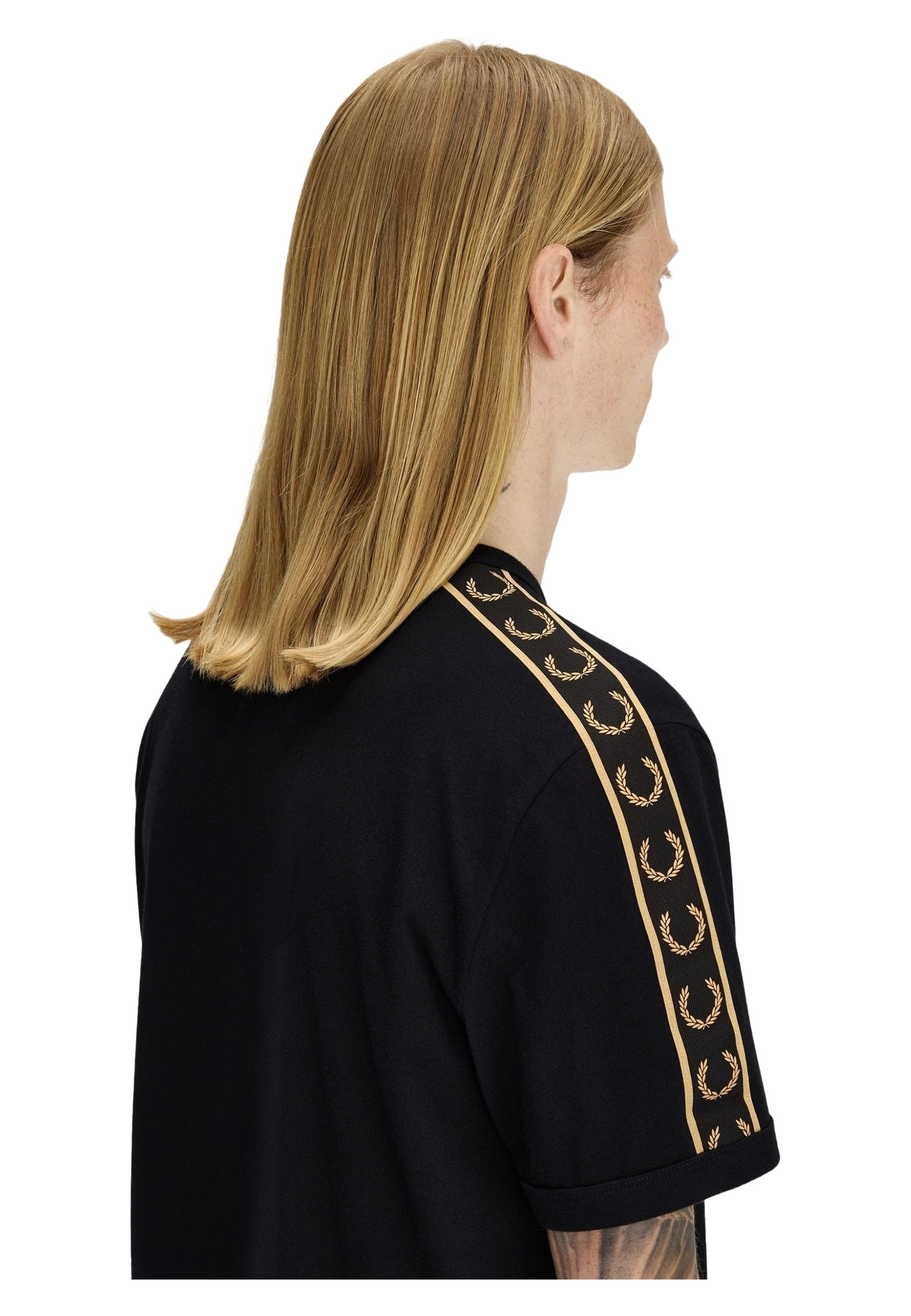 CAMISETA FRED PERRY NEGRA CONTRAST TAPE RINGER TEE