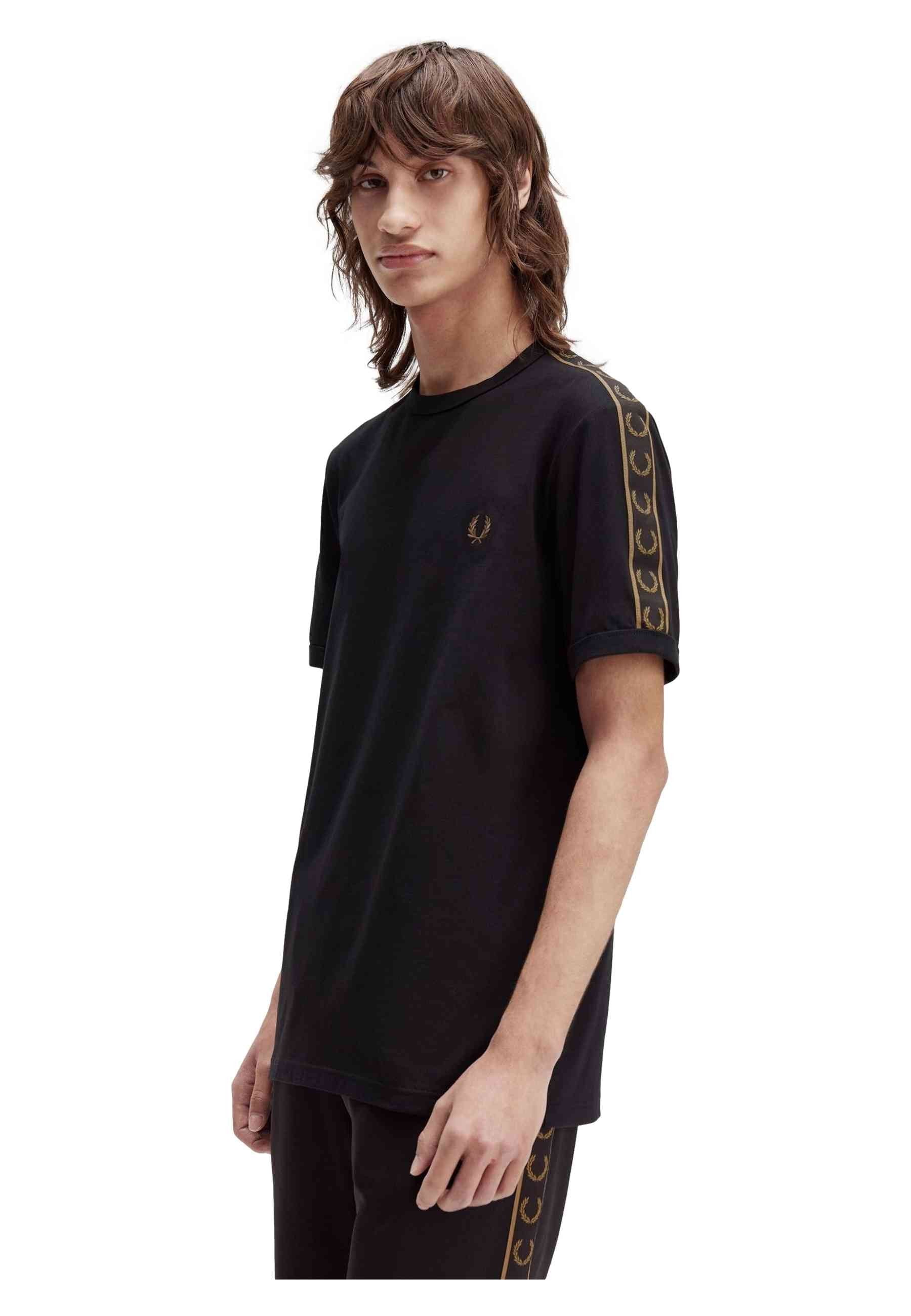 CAMISETA FRED PERRY NEGRA CONTRAST TAPE RINGER TEE