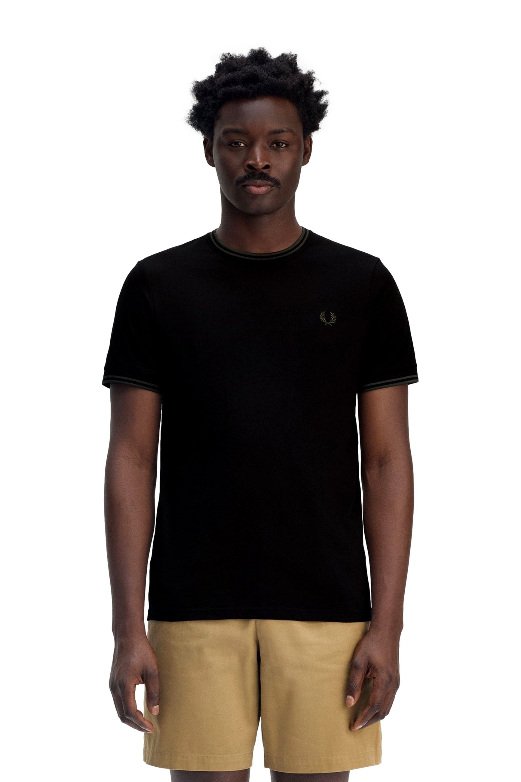 CAMISETA FRED PERRY NEGRA CONTRAST TWIN TIPPED TEE