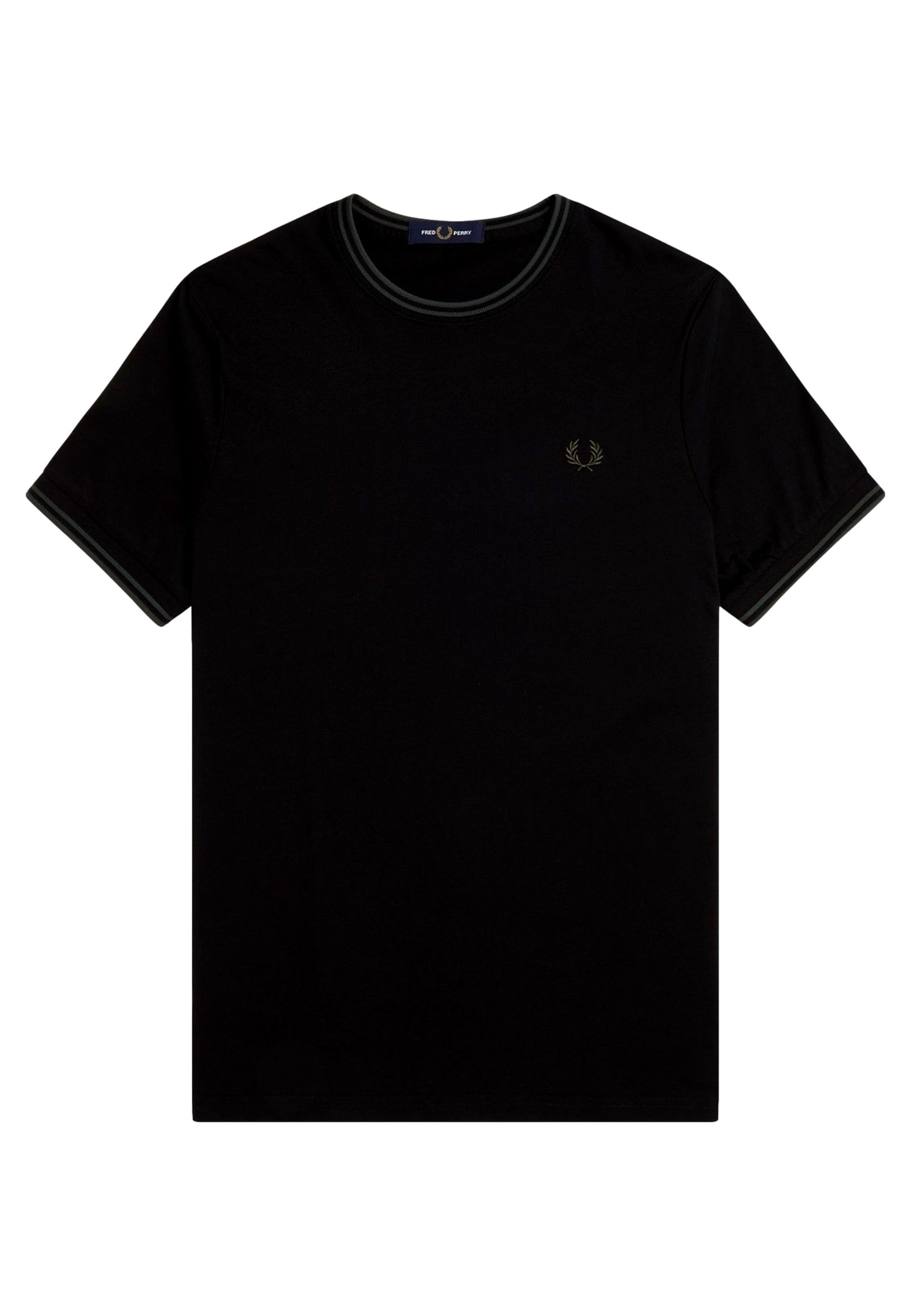 CAMISETA FRED PERRY NEGRA CONTRAST TWIN TIPPED TEE