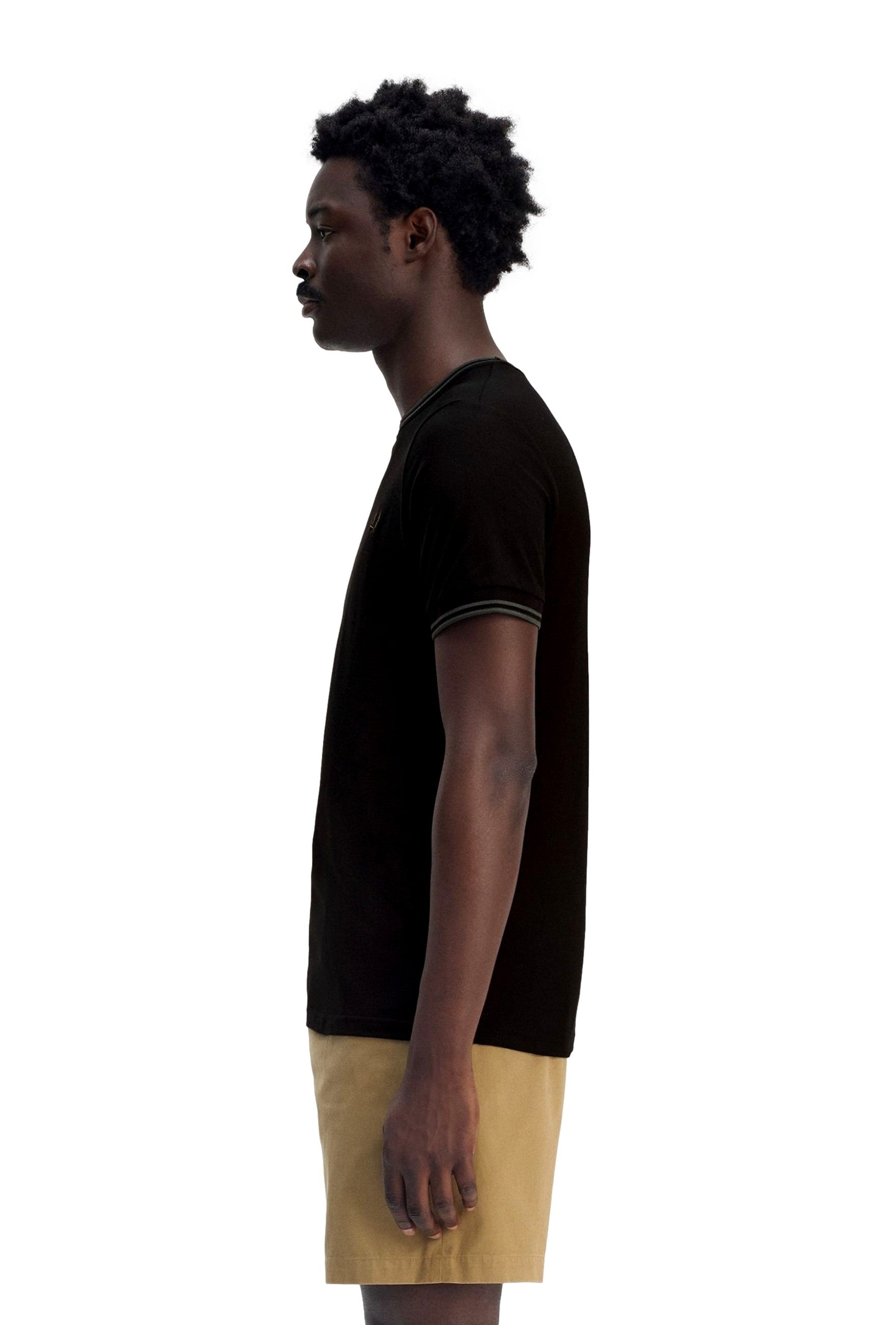 CAMISETA FRED PERRY NEGRA CONTRAST TWIN TIPPED TEE