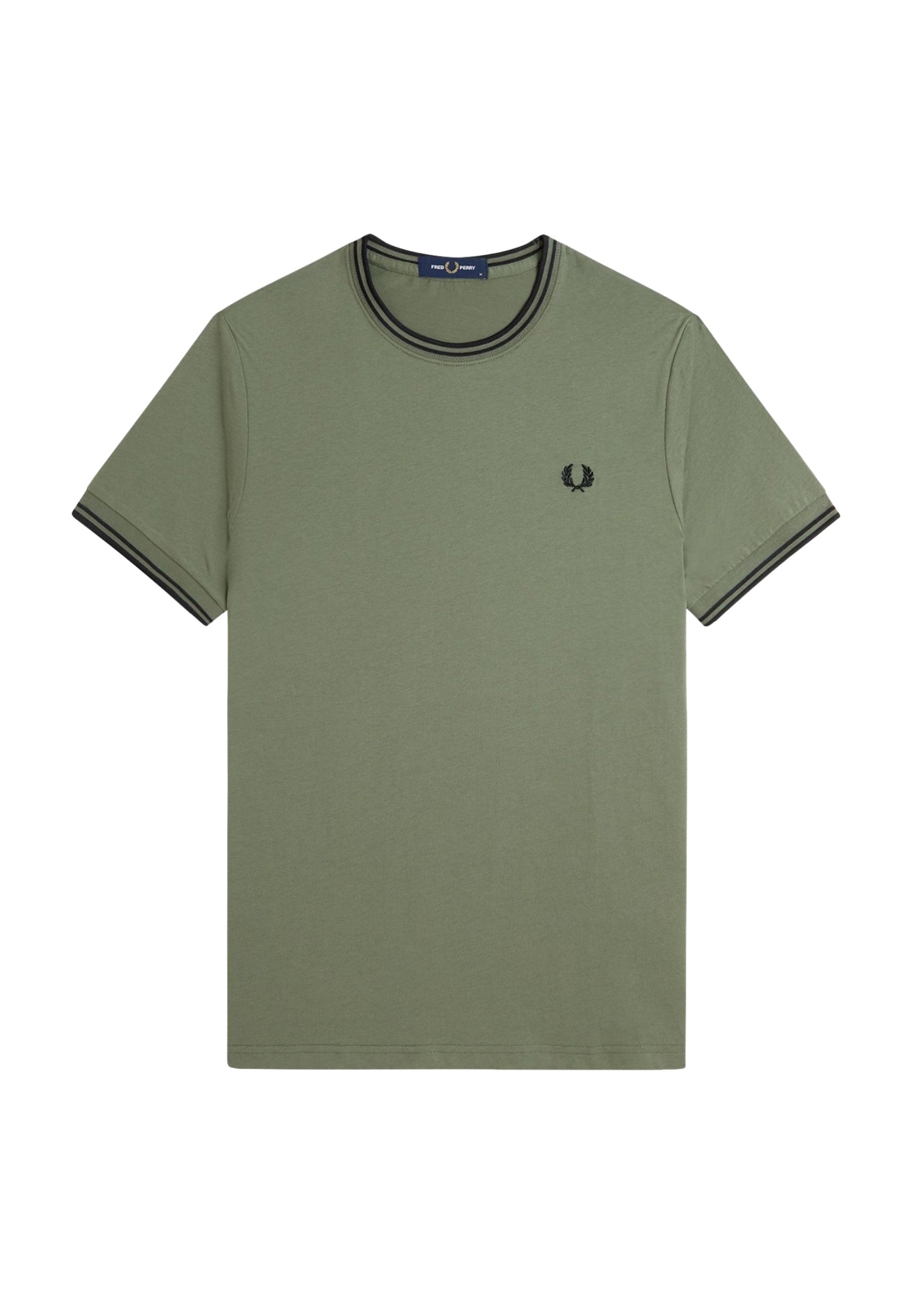 CAMISETA FRED PERRY VERDE Z50 CONTRAST RIBETED TEE