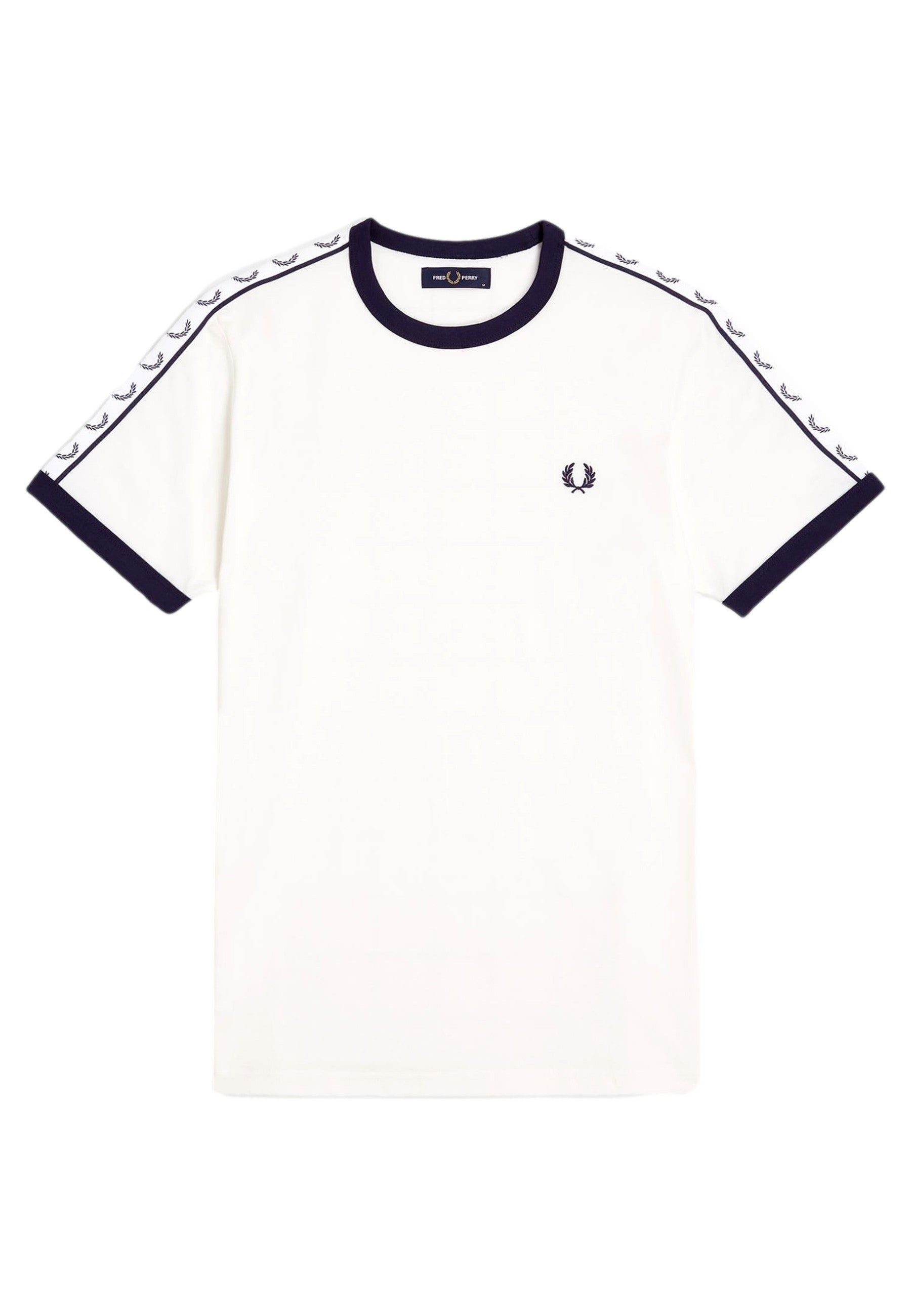 CAMISETA FRED FERRY BLANCA FRANJAS HOMBRO BORDADO PECHO