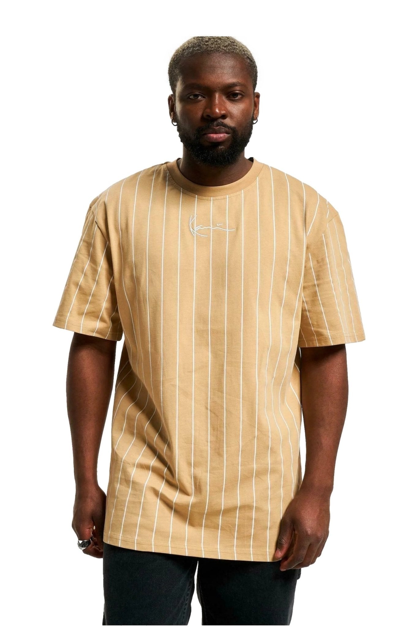 CAMISETA KARL KANI BEIGE PINSTRIPE TEE - AREA ZERO