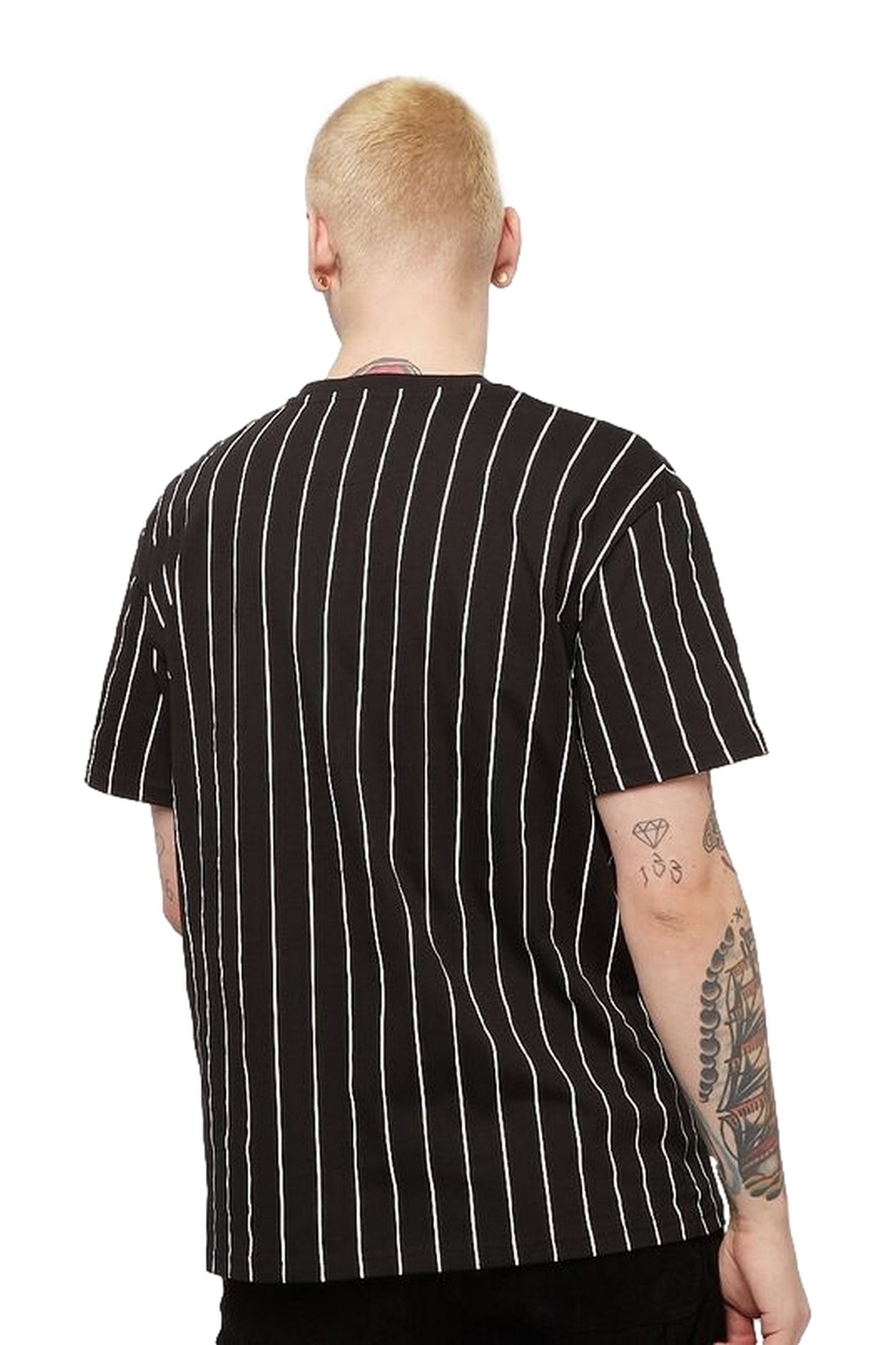 CAMISETA KARL KANI NEGRA SMALL SIGNATURE PINSTRIPE TEE