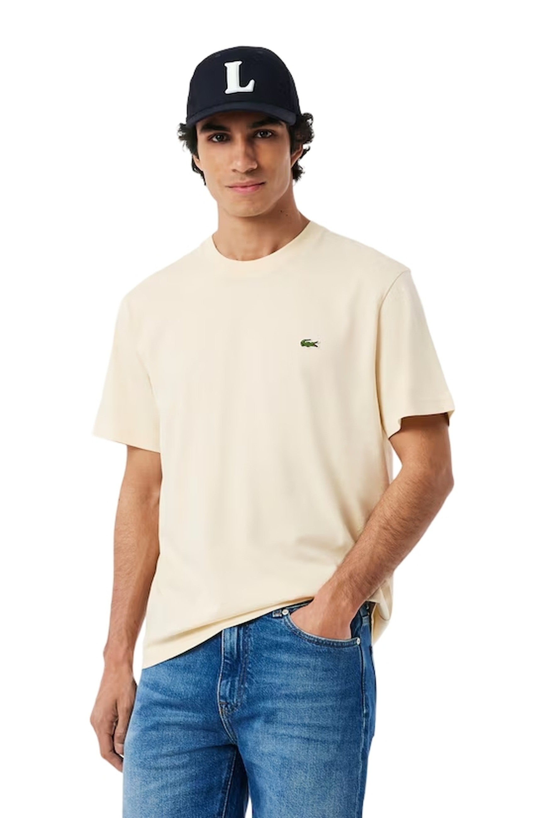 CAMISETA LACOSTE AMARILLA BASIC LOGO CREWNECK TEE