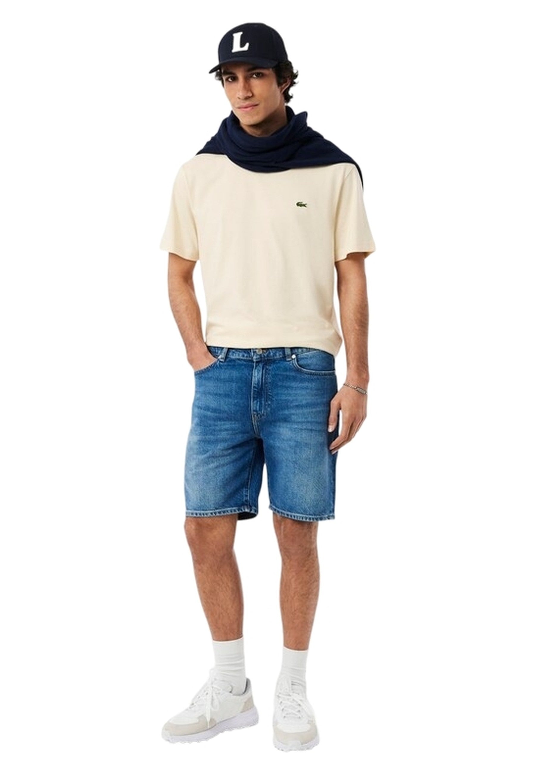 CAMISETA LACOSTE AMARILLA BASIC LOGO CREWNECK TEE