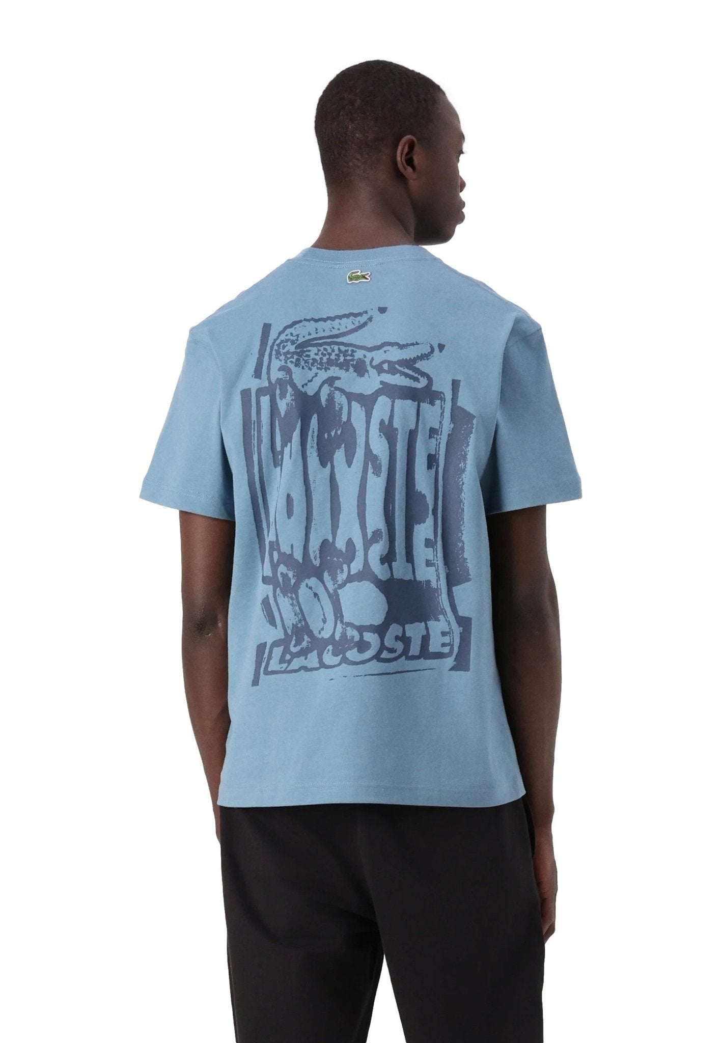 CAMISETA LACOSTE AZUL COTTON GRAPHIC LOGO TEE - AREA ZERO
