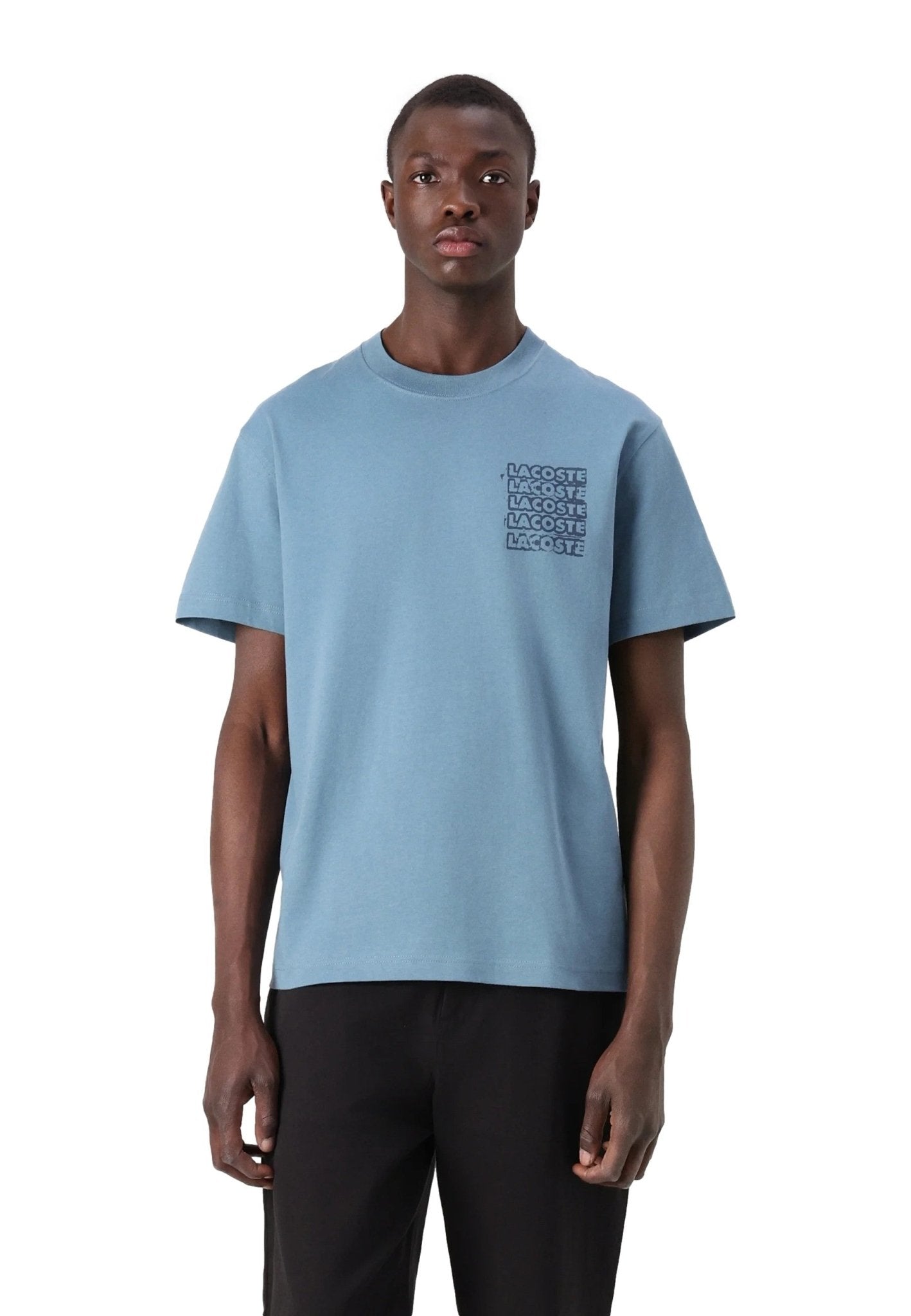 CAMISETA LACOSTE AZUL COTTON GRAPHIC LOGO TEE - AREA ZERO
