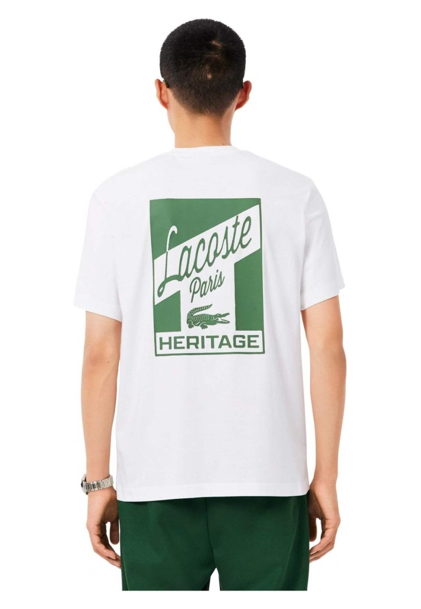CAMISETA LACOSTE BLANCA HERITAGE BACK LOGO TEE - AREA ZERO