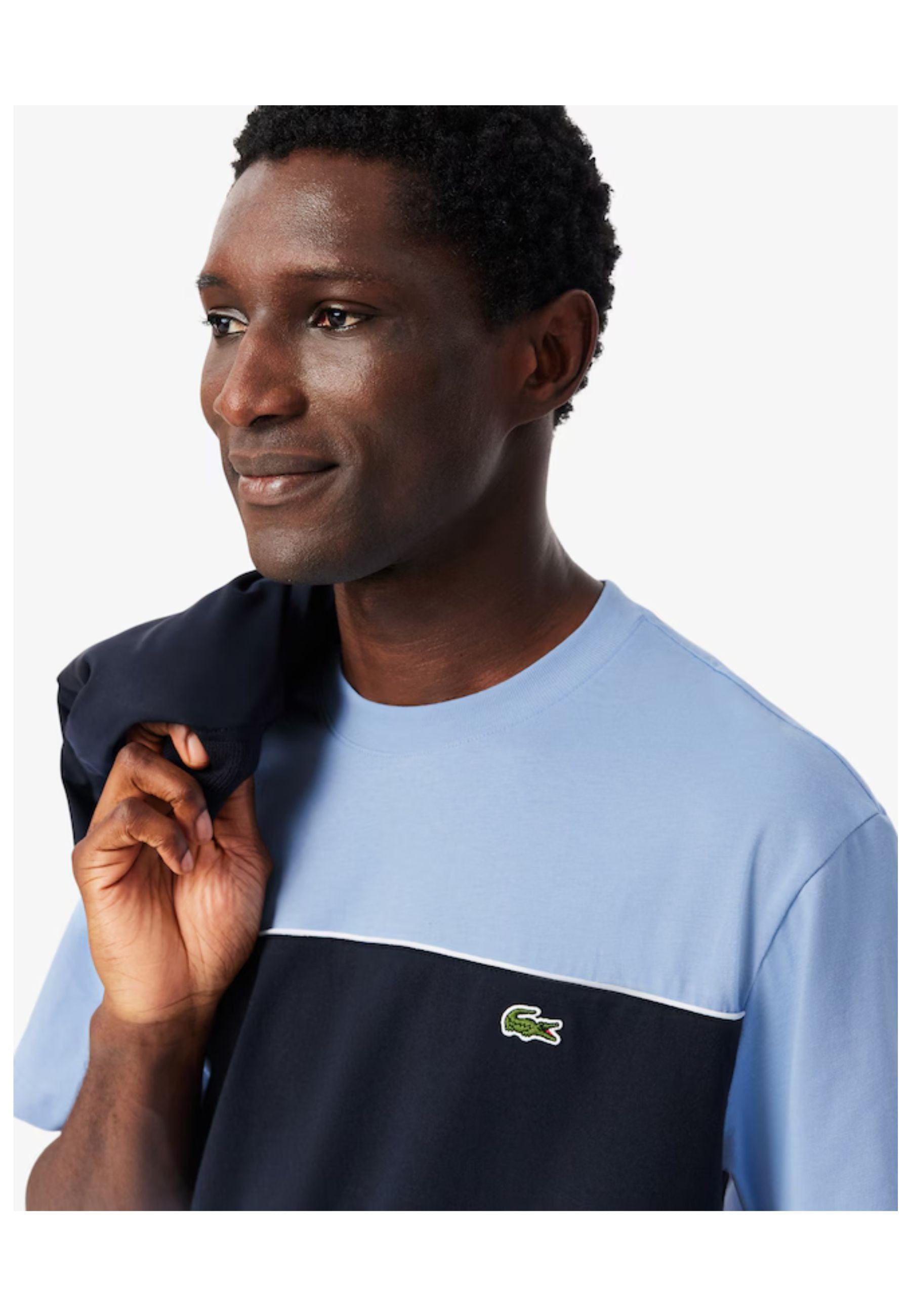 CAMISETA LACOSTE CELESTE COTTON COLOUR BLOCK TEE