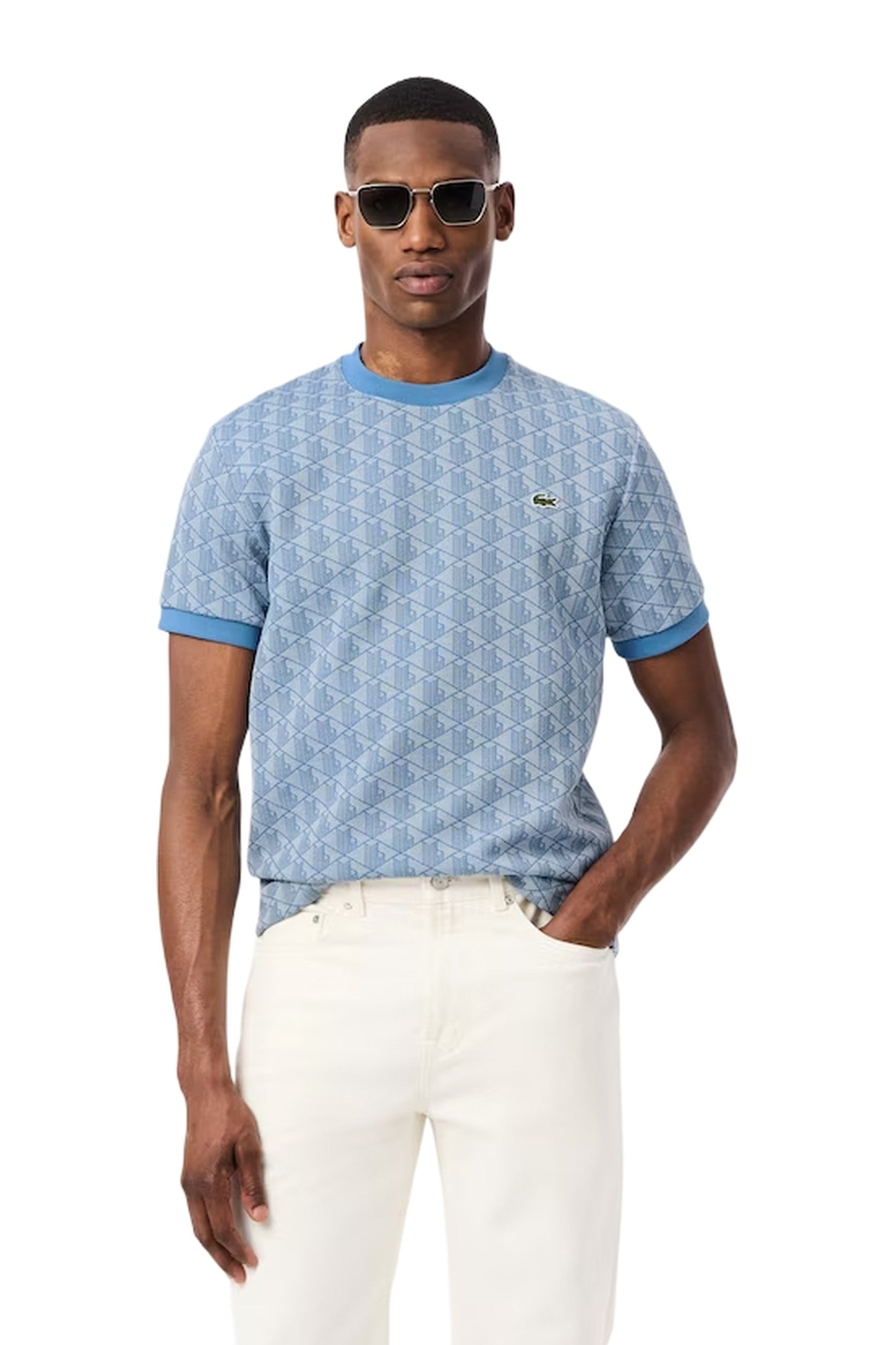 CAMISETA LACOSTE CELESTE JAQUARD MONOGRAM TEE