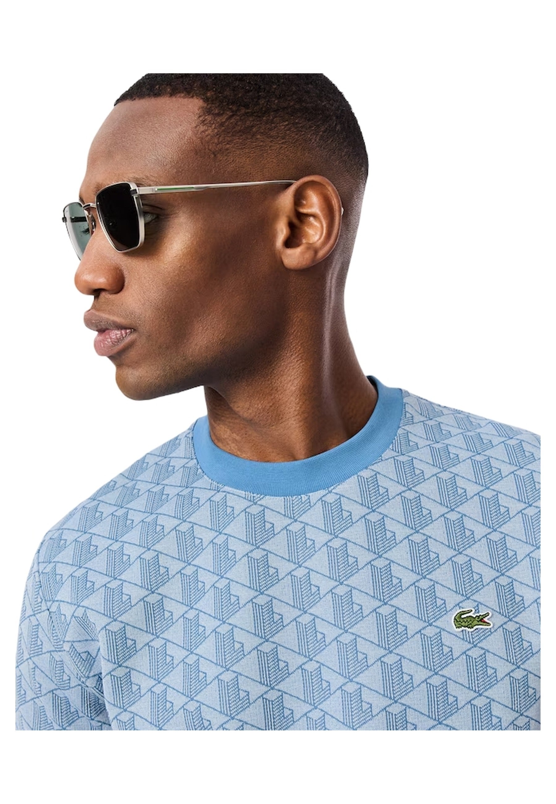 CAMISETA LACOSTE CELESTE JAQUARD MONOGRAM TEE