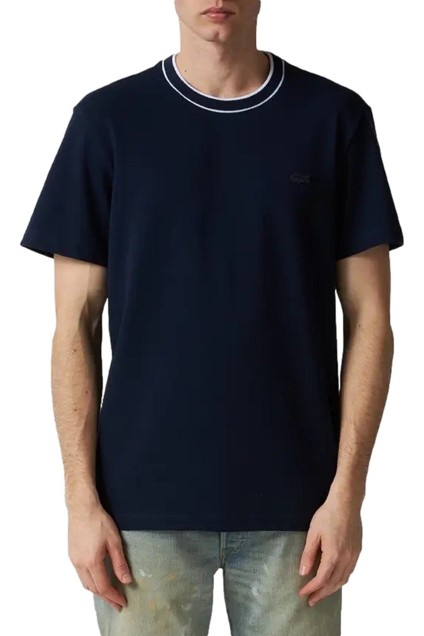 CAMISETA LACOSTE MARINO RIBETED NECK TEE - AREA ZERO