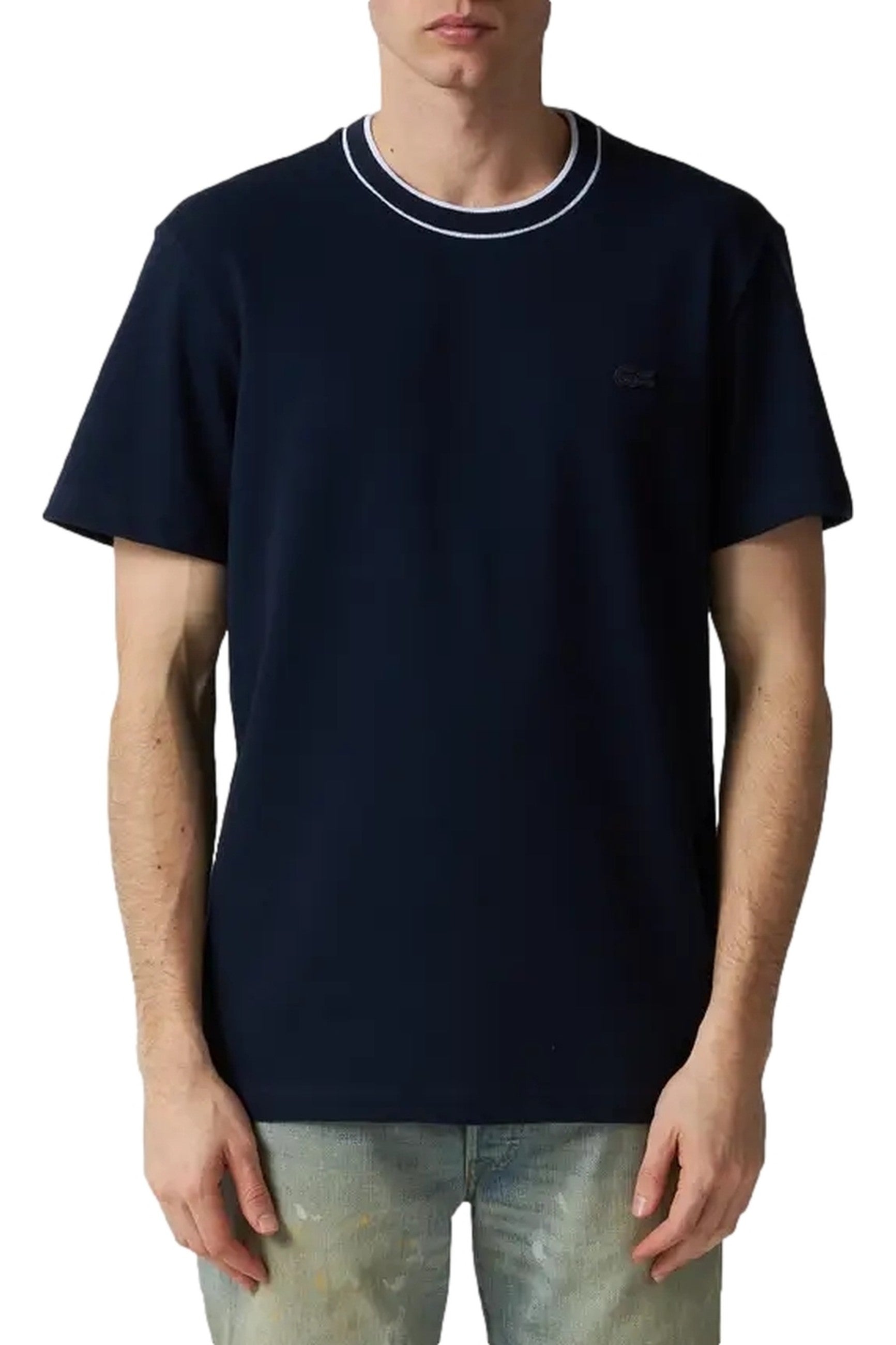 CAMISETA LACOSTE MARINO RIBETED NECK TEE