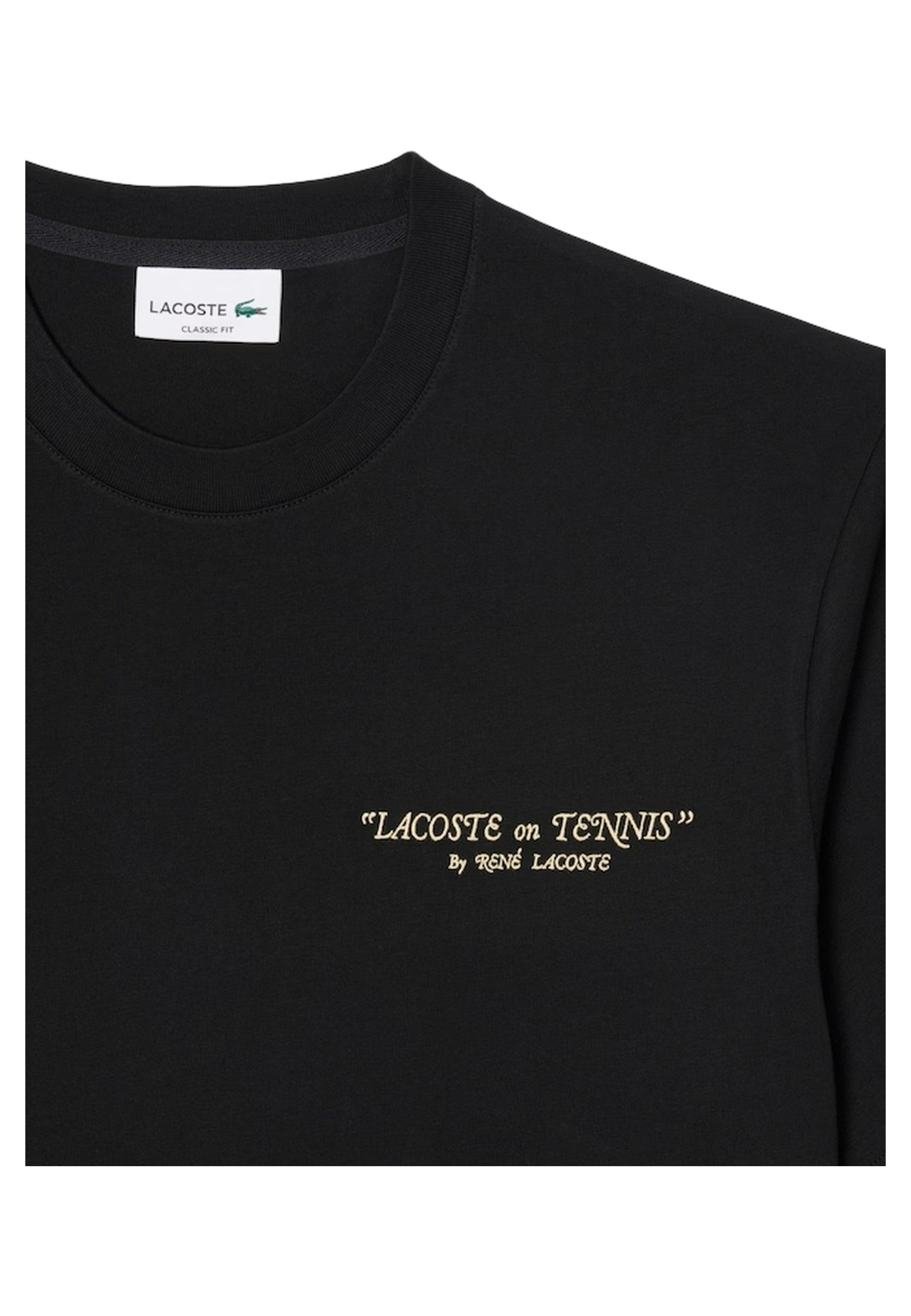 CAMISETA LACOSTE NEGRA BACK EMBROIDERED RACKET TEE