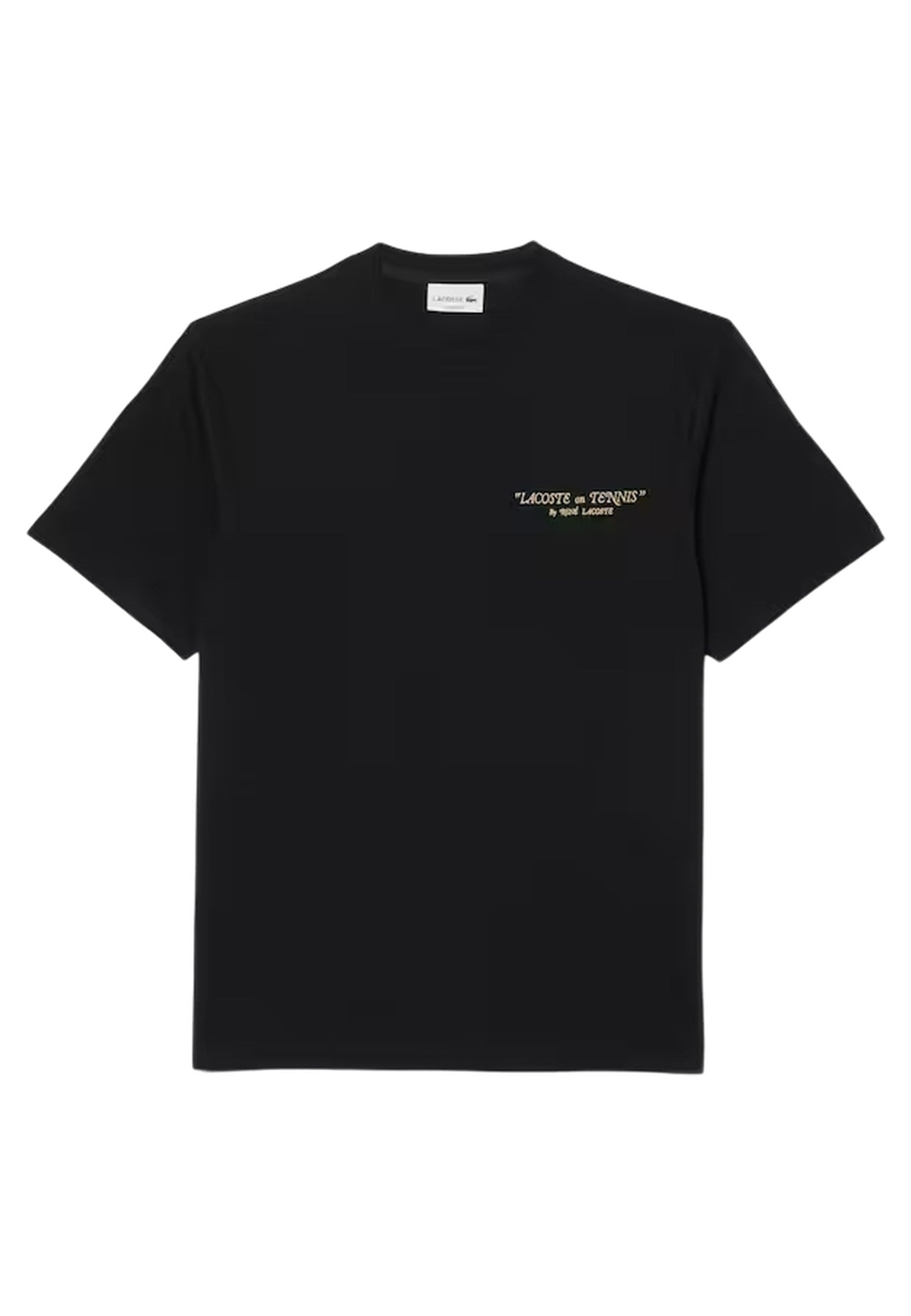 CAMISETA LACOSTE NEGRA BACK EMBROIDERED RACKET TEE