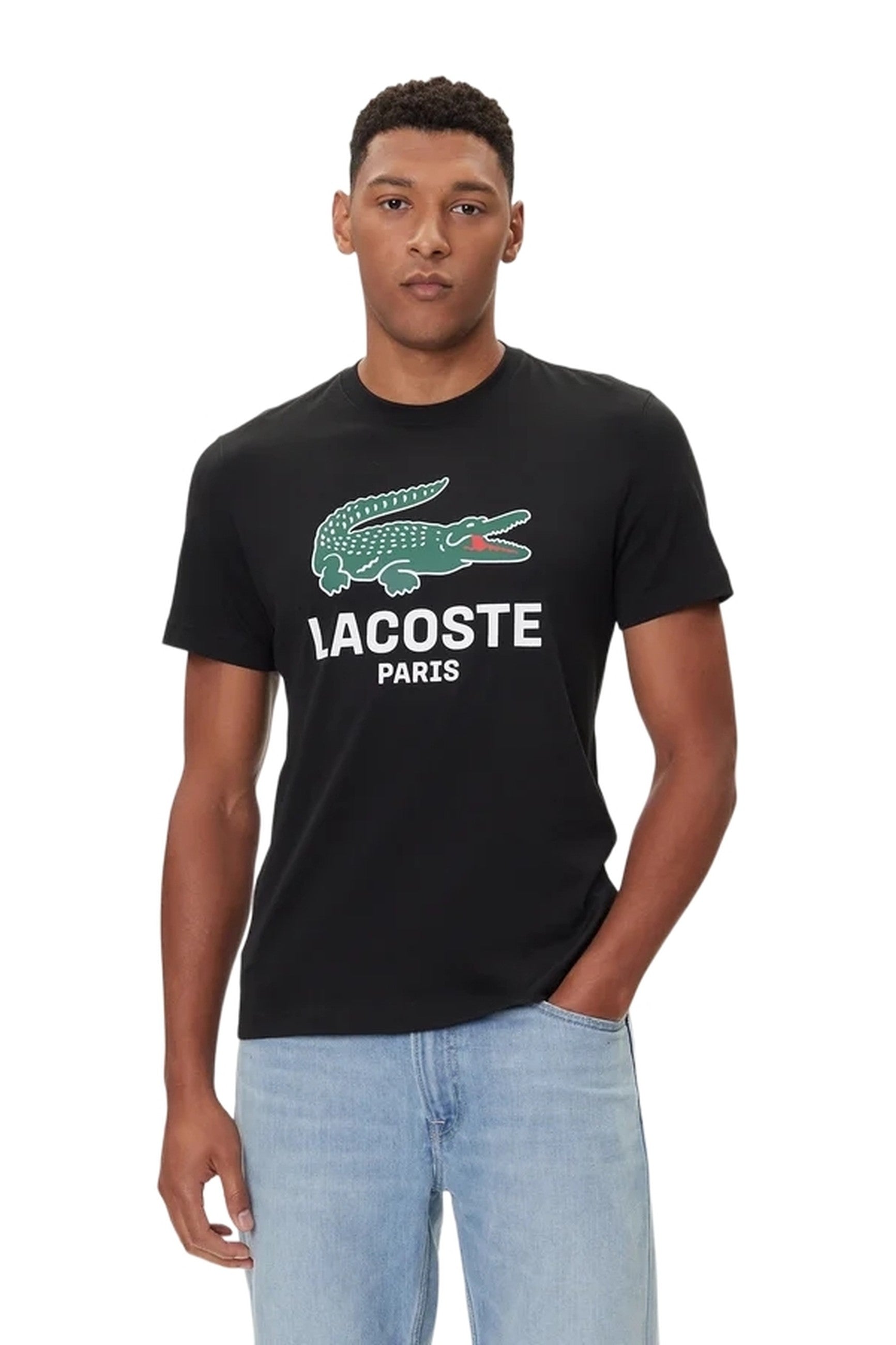 CAMISETA LACOSTE NEGRA BIG CHEST CROCO CREWNECK TEE