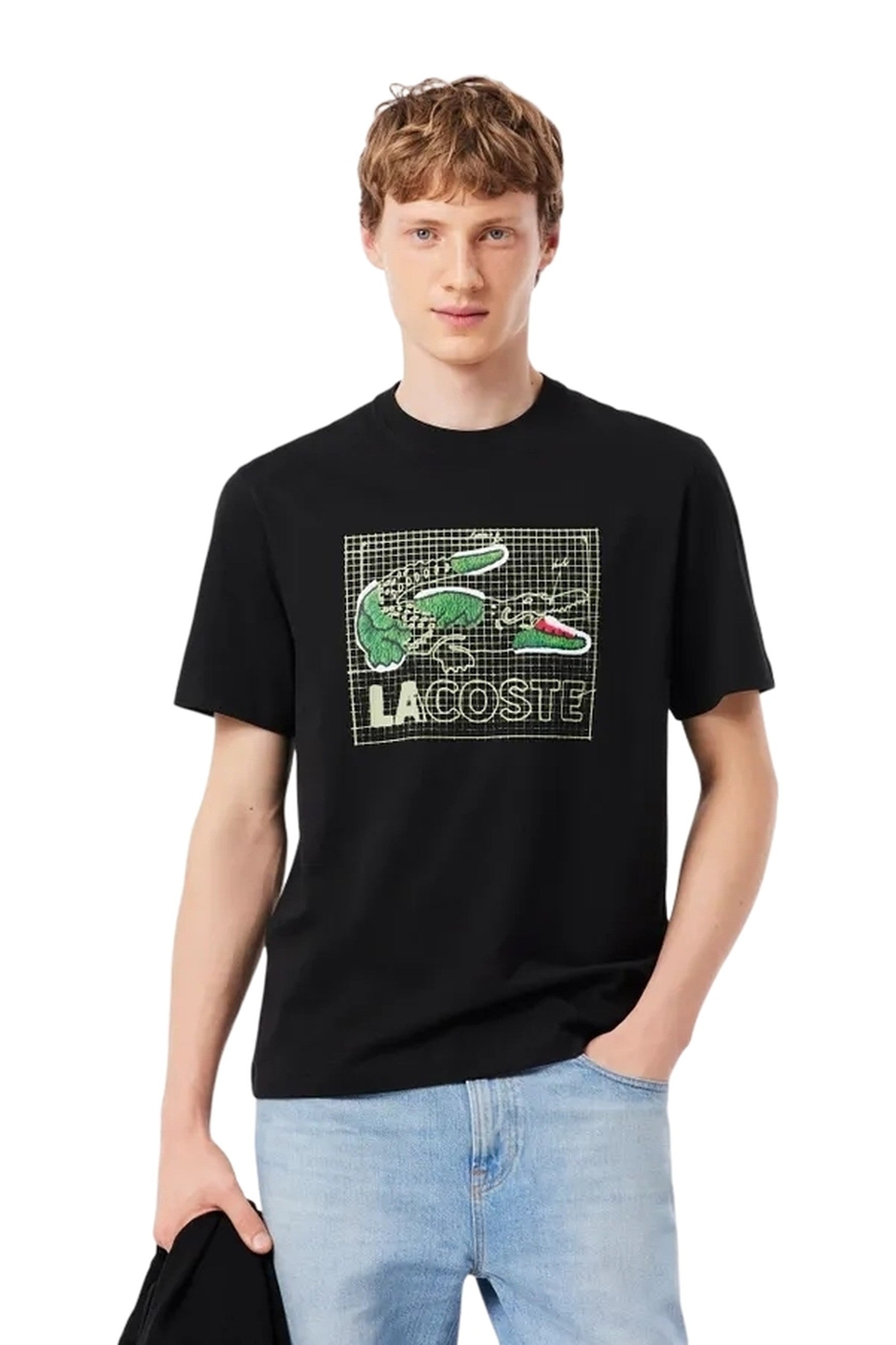 CAMISETA LACOSTE NEGRA DESIGNED CROCO PRINT TEE