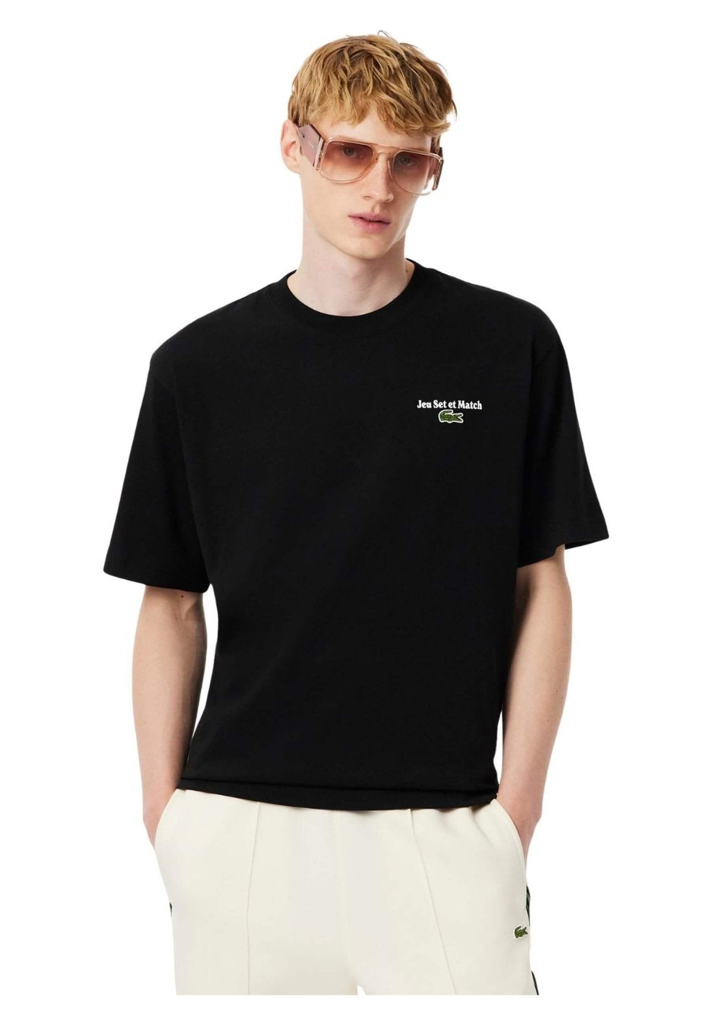 CAMISETA LACOSTE NEGRA OVERSIZE JEU SET ET MATCH HEAVYWHEIGHT TEE - AREA ZERO