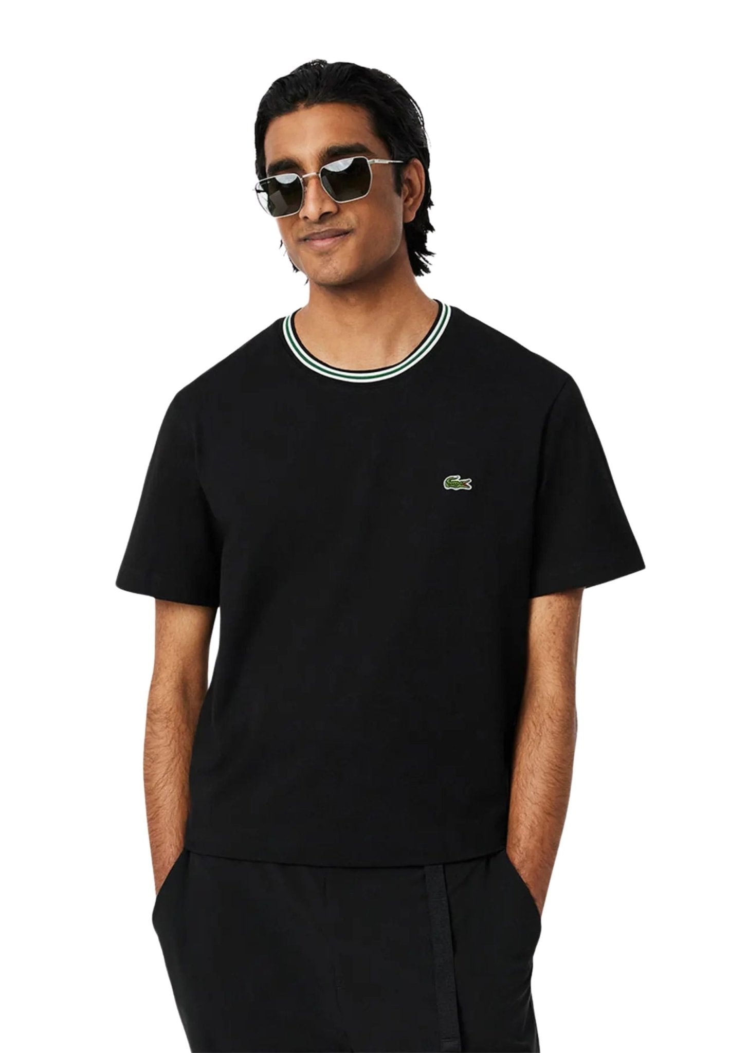 CAMISETA LACOSTE NEGRA RINGER TEE - AREA ZERO