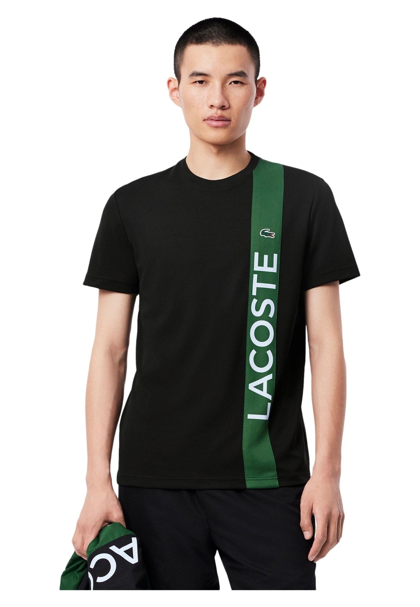 CAMISETA LACOSTE NEGRA ULTRA DRY BAND LOGO TEE - AREA ZERO