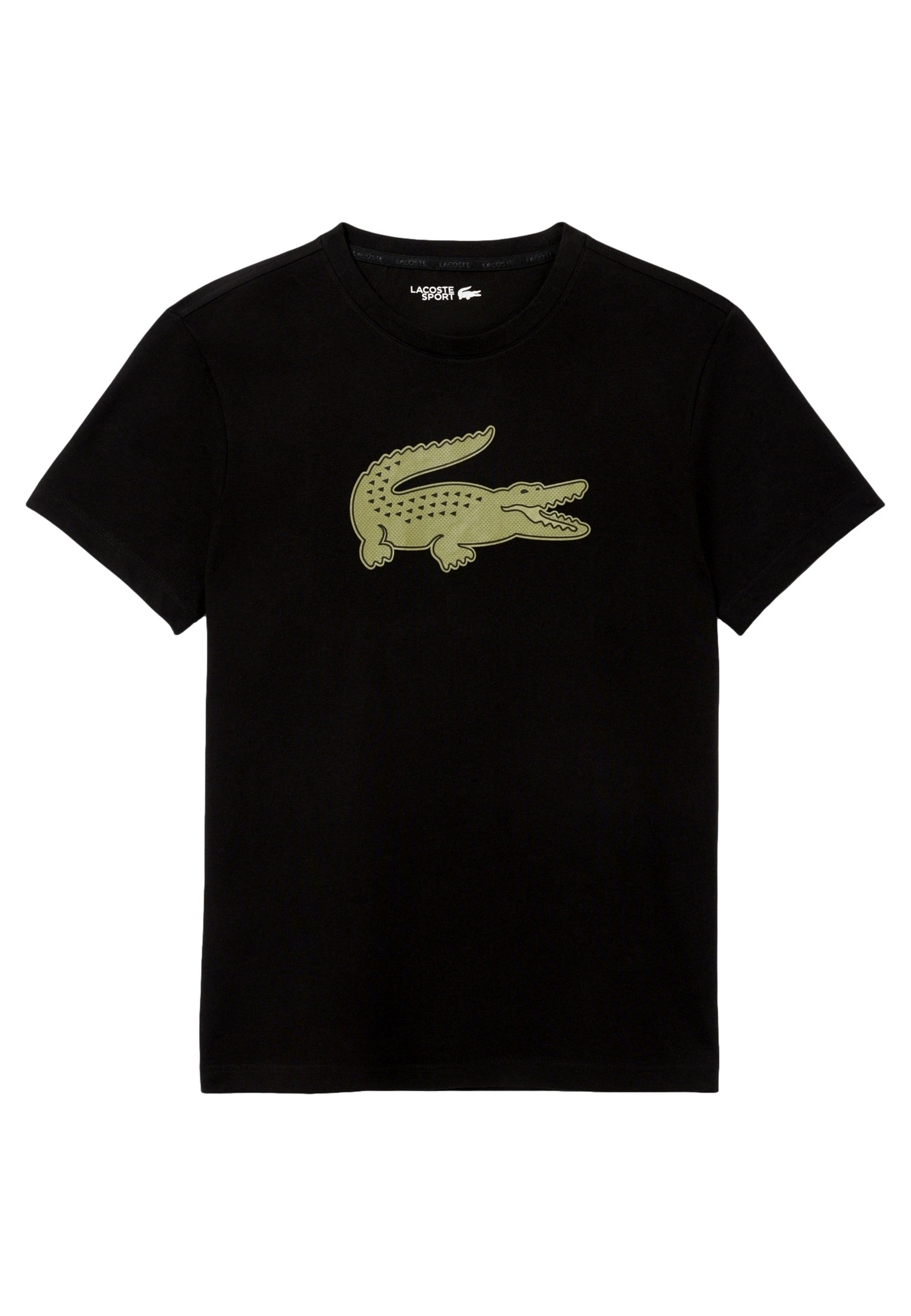 CAMISETA LACOSTE NEGRA/VERDE XXL LOGO ULTRA DRY TEE