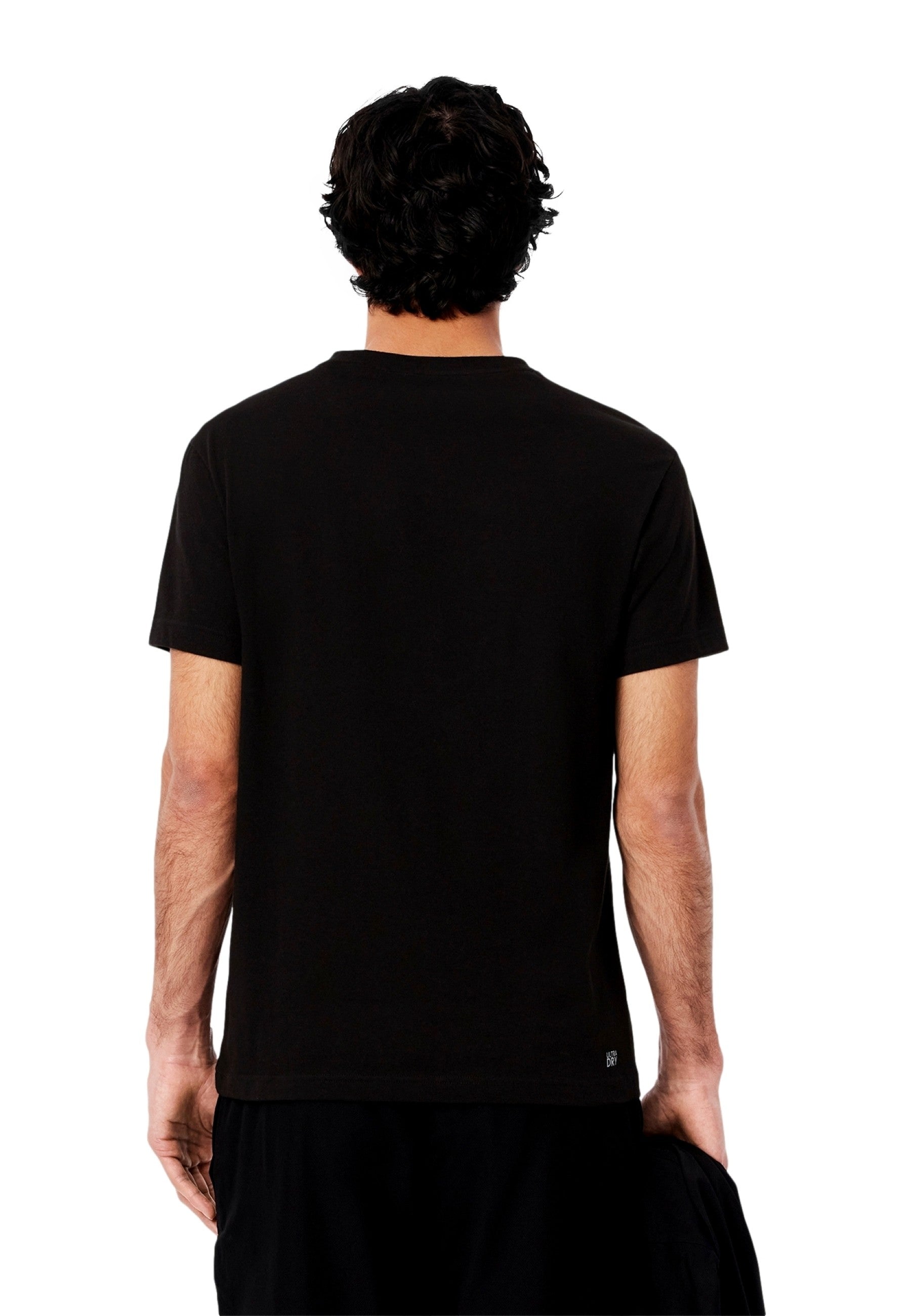 CAMISETA LACOSTE NEGRA/VERDE XXL LOGO ULTRA DRY TEE