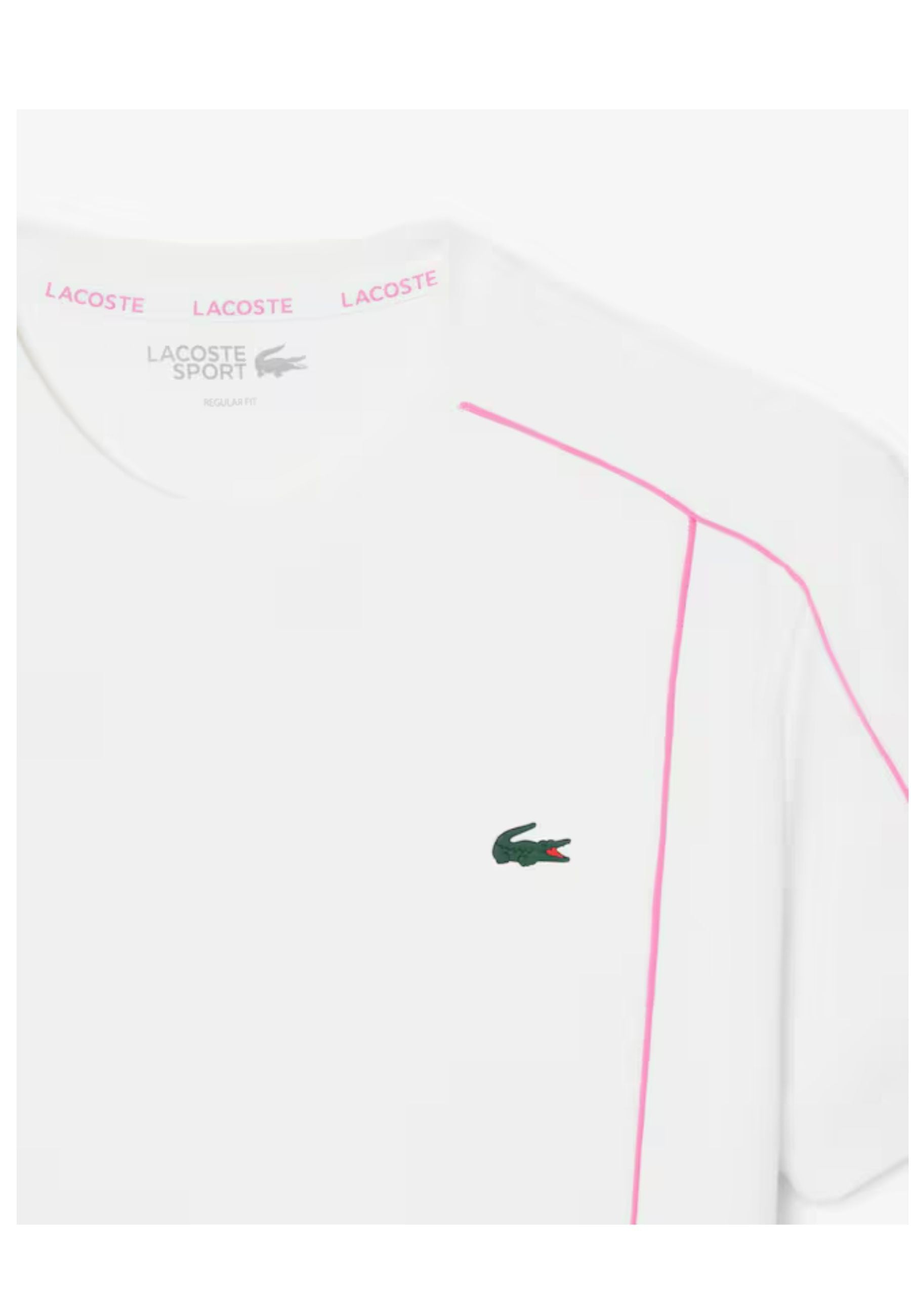 CAMISETA LACOSTE SPORT BLANCA ULTRA DRY RIBETED CONTRAST TEE