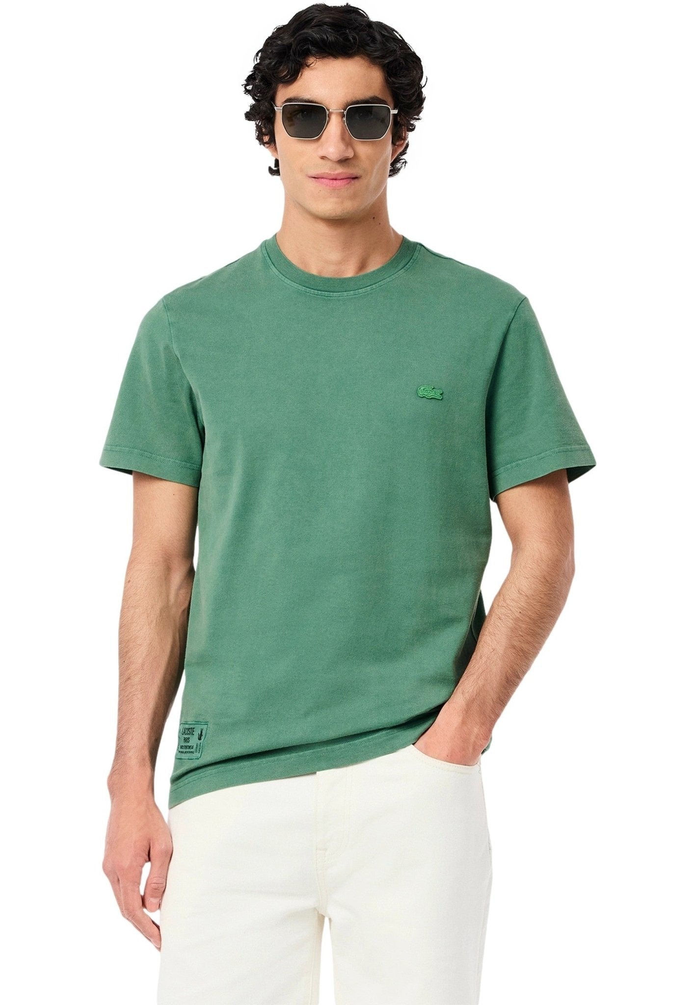 CAMISETA LACOSTE VERDE WASHED COTTON TEE - AREA ZERO