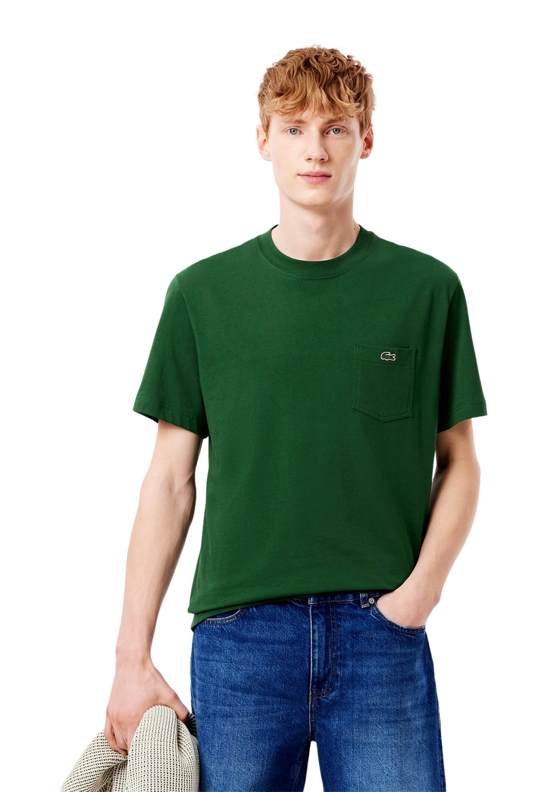 CAMISETA LACOSTE VERDE BREAST POCKET COTTON TEE