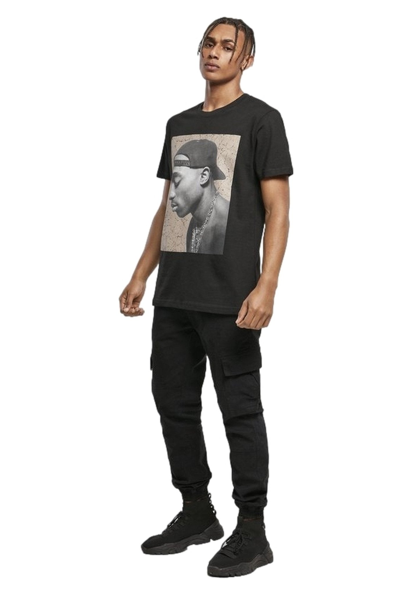 CAMISETA MISTER TEE NEGRA TUPACK CRACKED BACKGROUND TEE - AREA ZERO