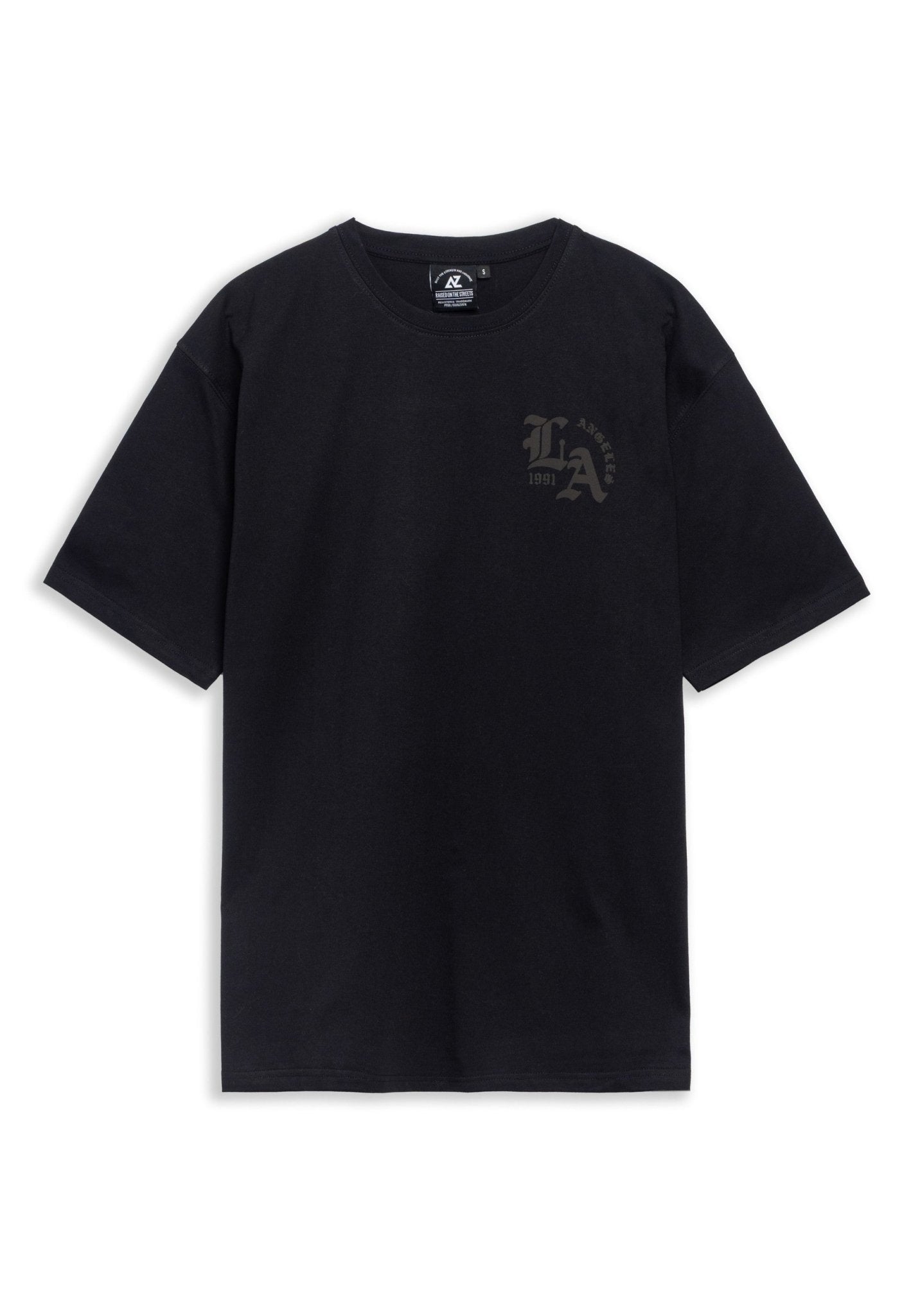 CAMISETA NEGRA LOS ANGELES FLOCKED LOGO OVERSIZED TEE - AREA ZERO