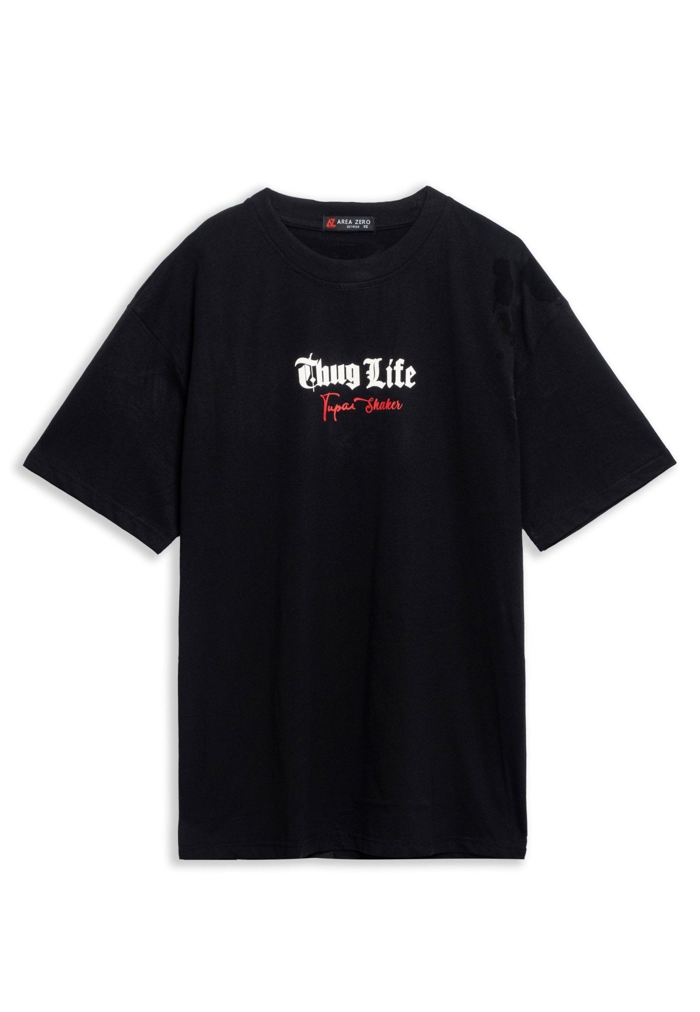 CAMISETA NEGRA THUG TUPAC OVERSIZED TEE - AREA ZERO