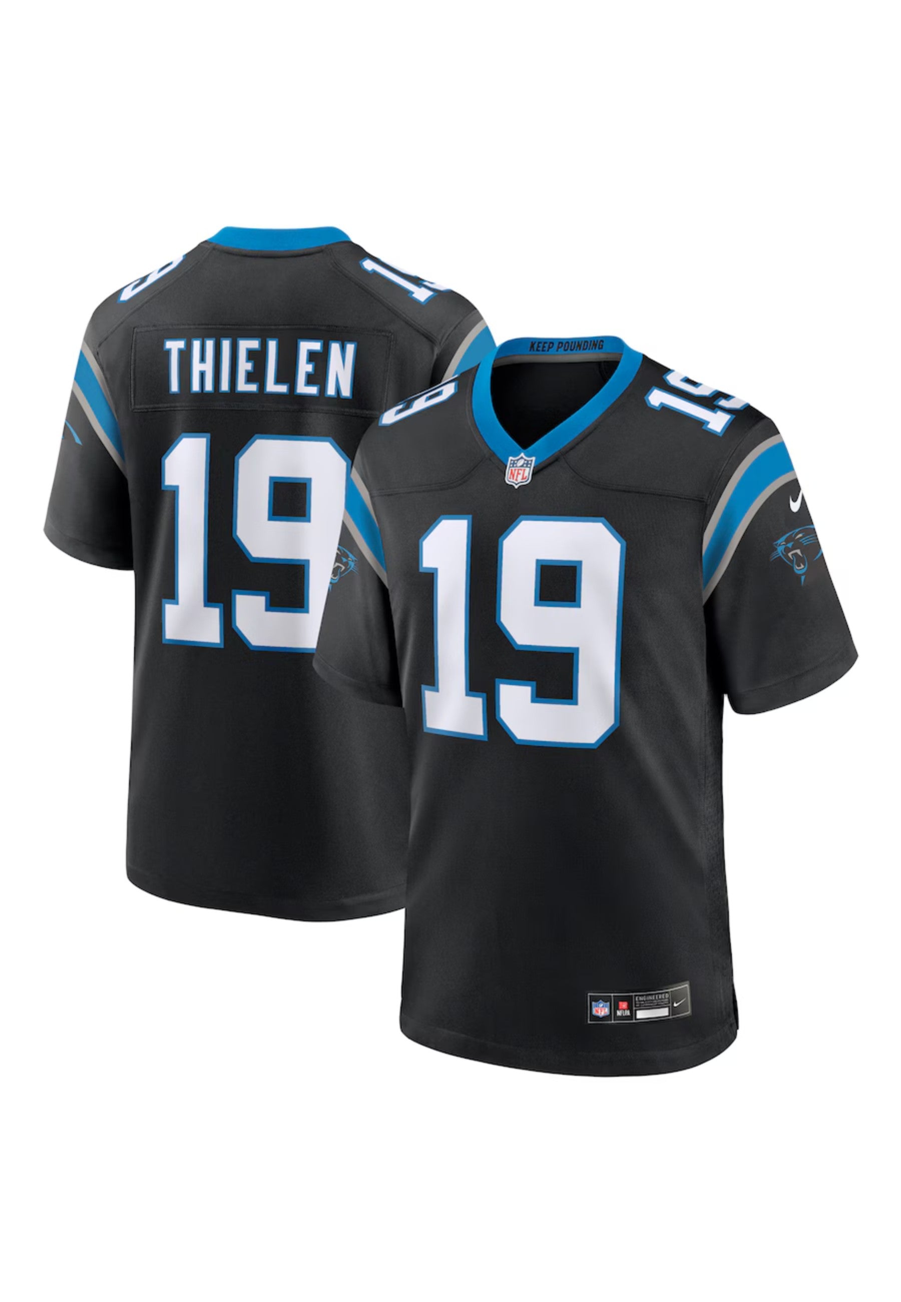 CAMISETA NIKE NEGRA CAROLINA PANTERS ADAM THIELLEN 19 HOME GAME JERSEY