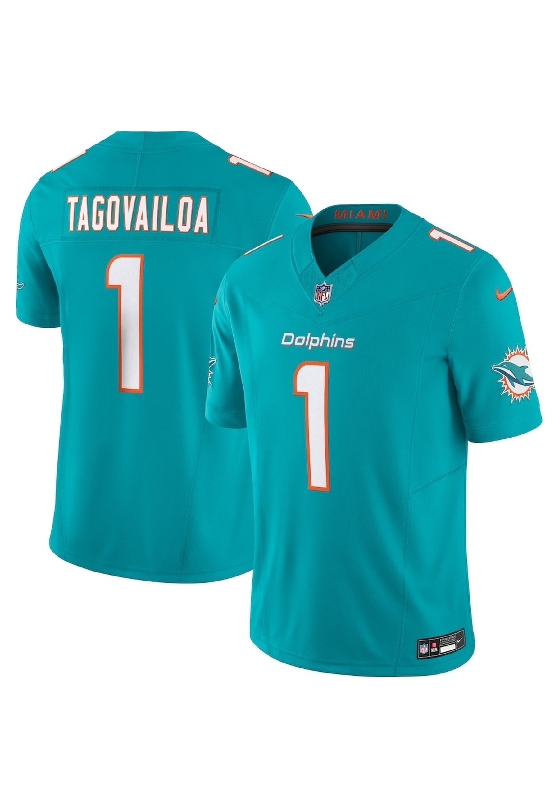 CAMISETA NIKE TURQUESA MIAMI DOLPHINS TAGOVAILOA 1 NFL JERSEY
