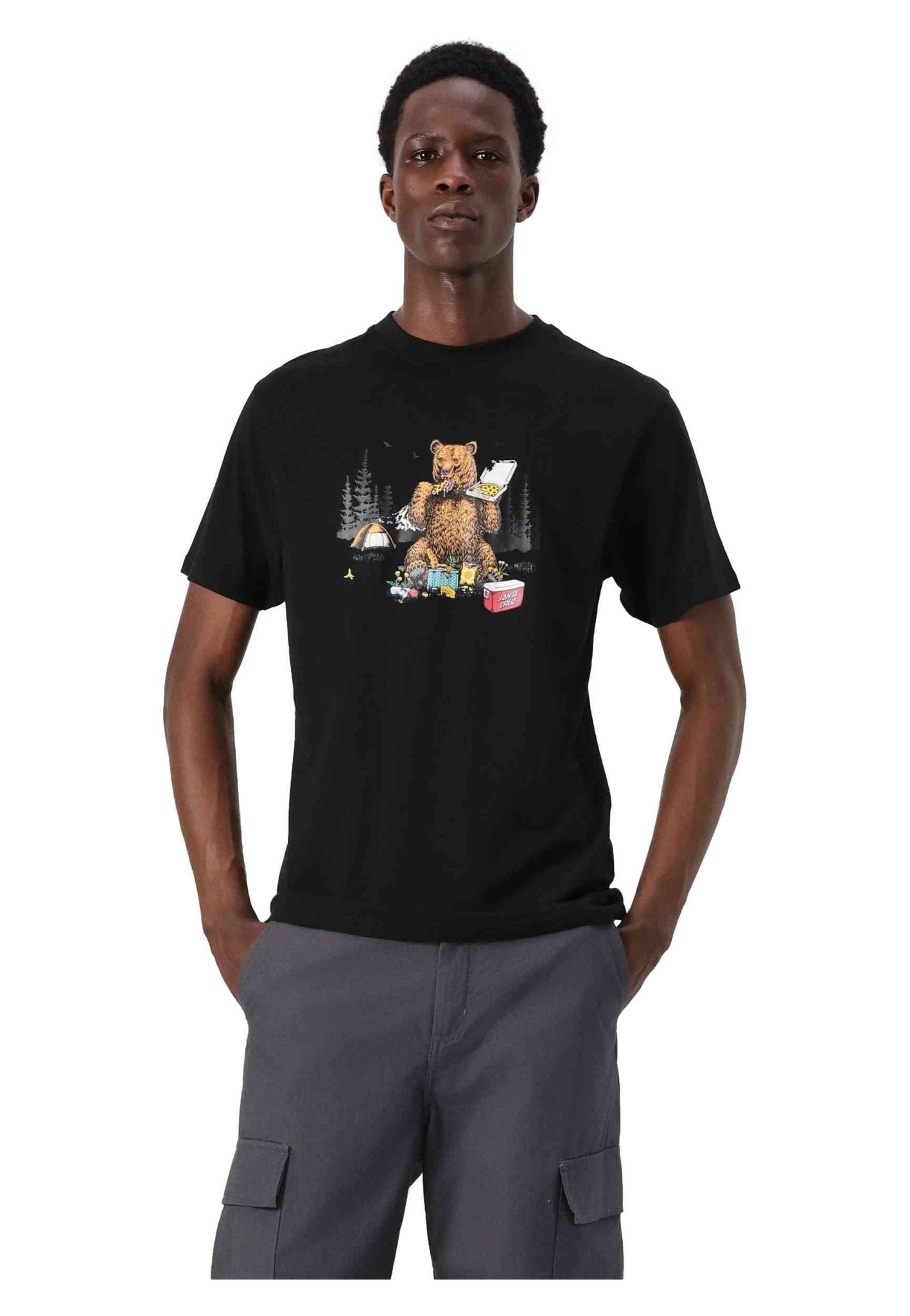 CAMISETA SANTA CRUZ NEGRA BRAUN PIZZA BEAR TEE - AREA ZERO