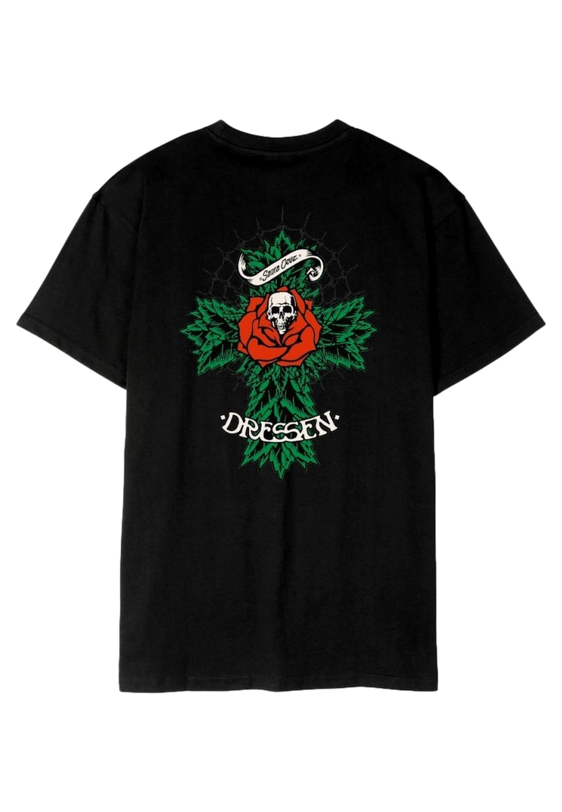CAMISETA SANTA CRUZ NEGRA DRESSEN ROSE CROSS 2 TEE