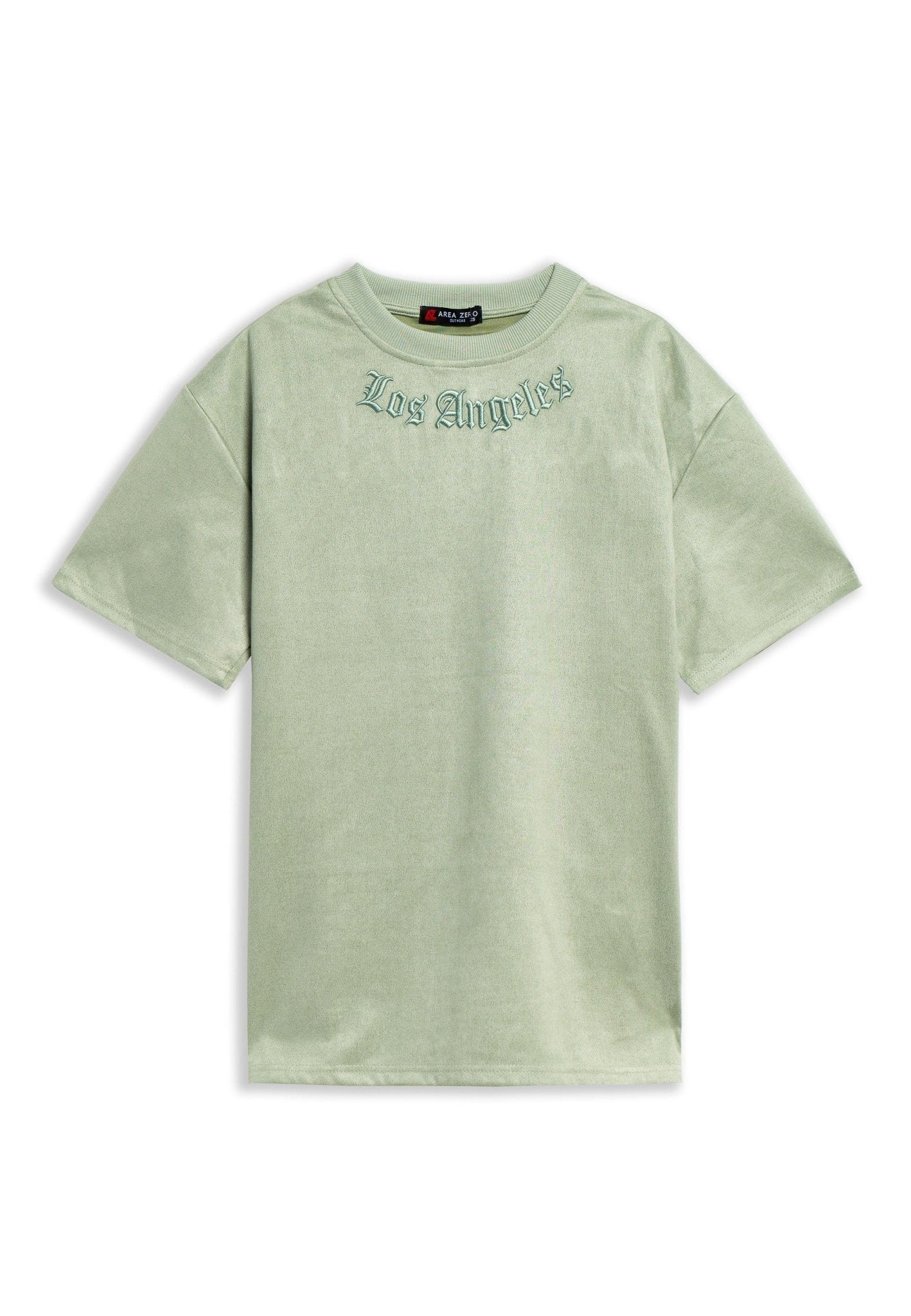 CAMISETA VERDE LOS ANGELES OVERSIZED SUEDE TEE - AREA ZERO