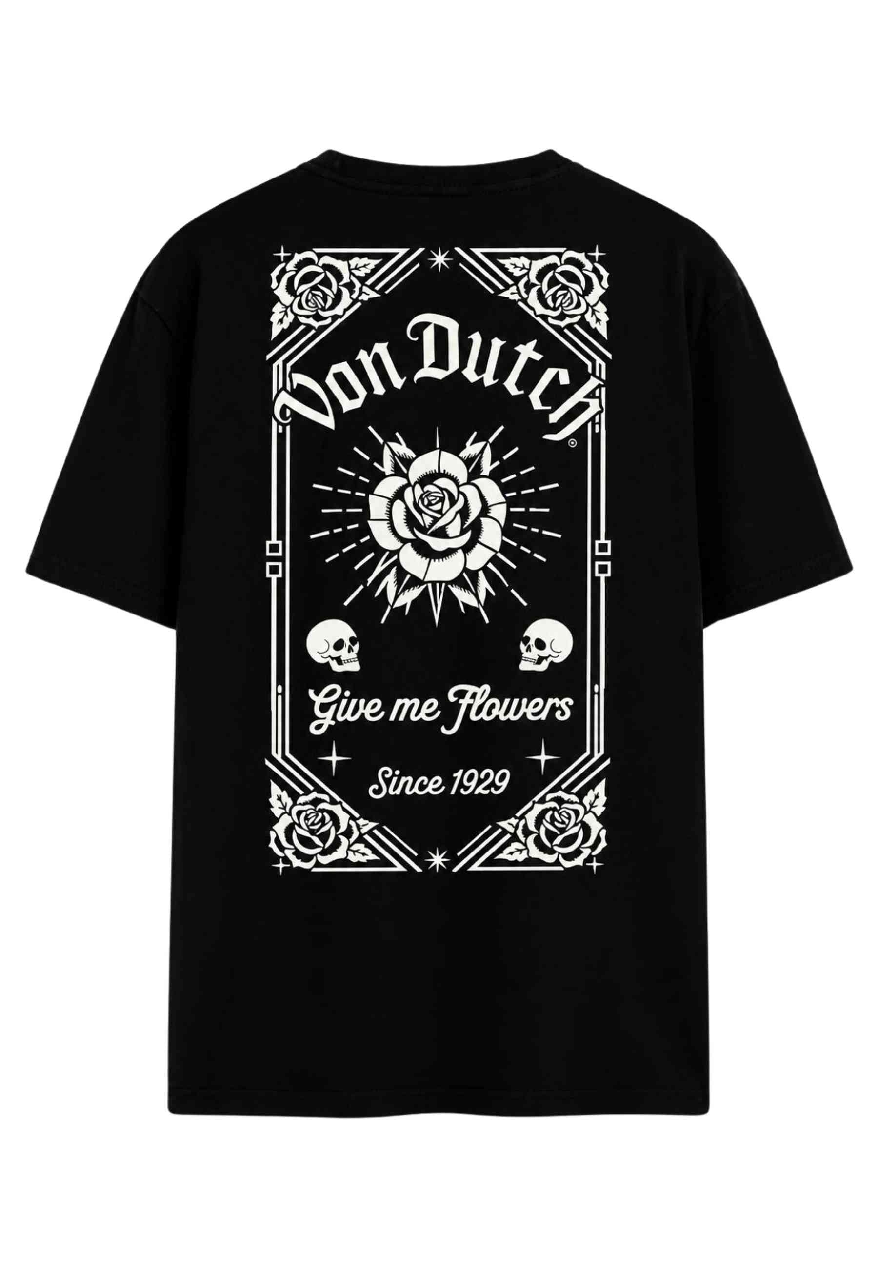 CAMISETA VON DUTCH NEGRA GIVE ME FLOWERS RELAXED FIT TEE