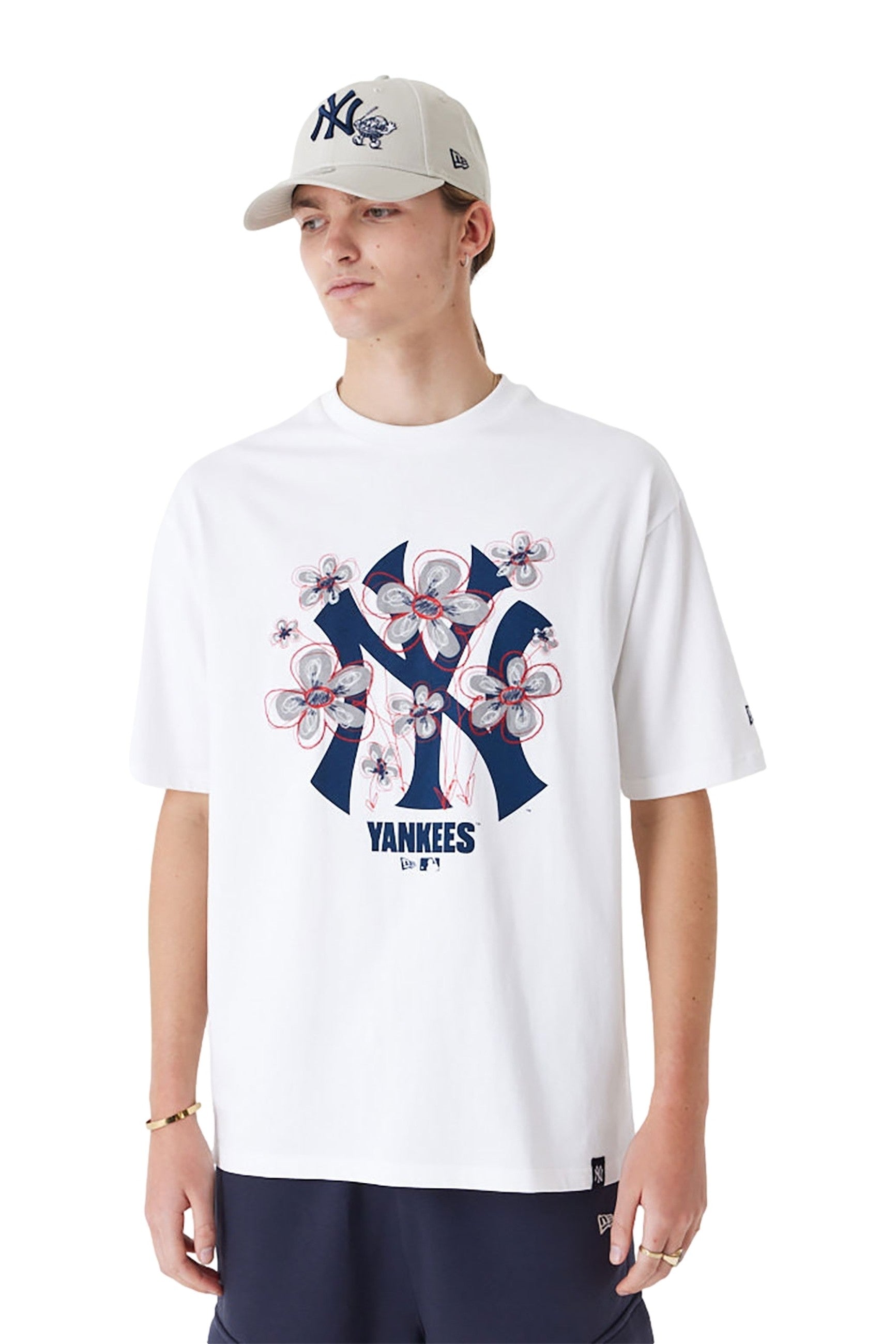 CAMISTA NEW ERA BLANCA YANKEES MLB FLORAL LOGO OS TE